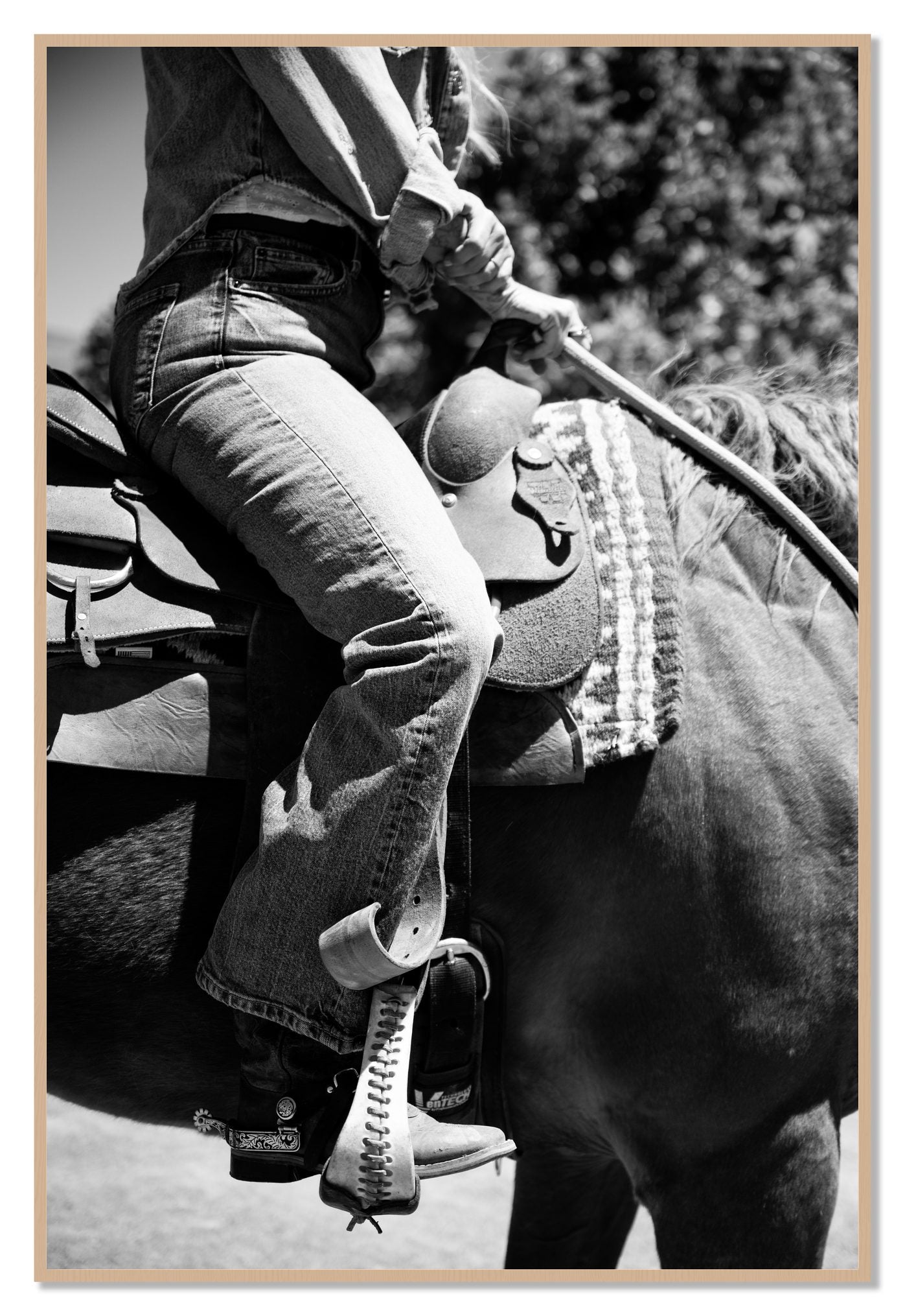 Ready To Ride by Dylan Ozanich, 48×72 Full Bleed Print in an Oak frame