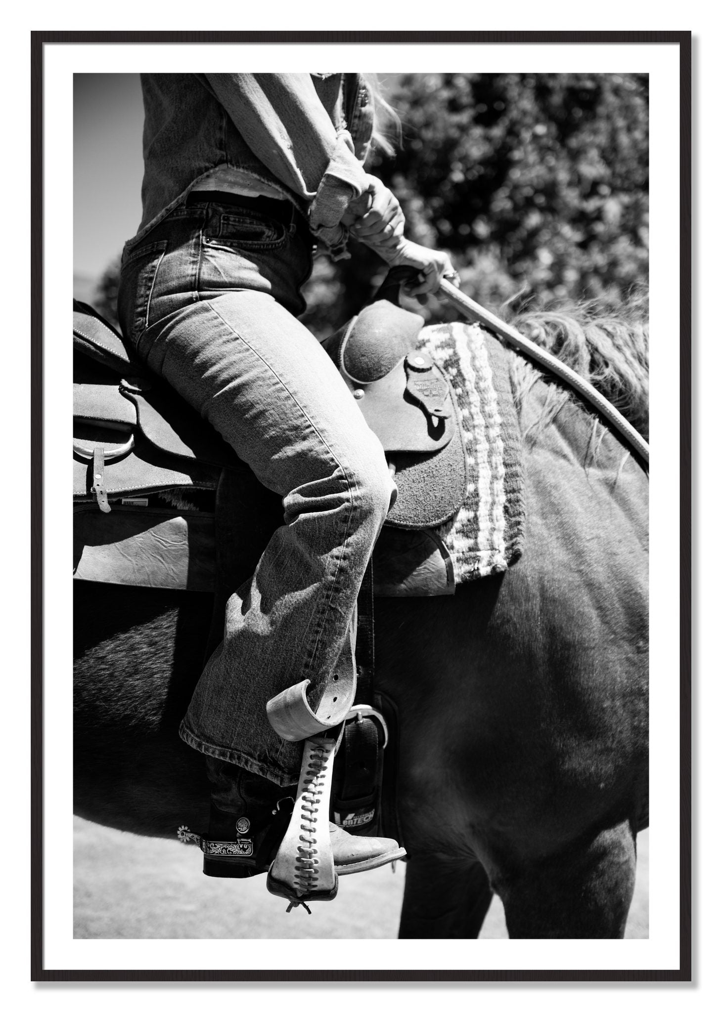 Framed photograph of Ready To Ride by Dylan Ozanich, Black Walnut frame, Borders