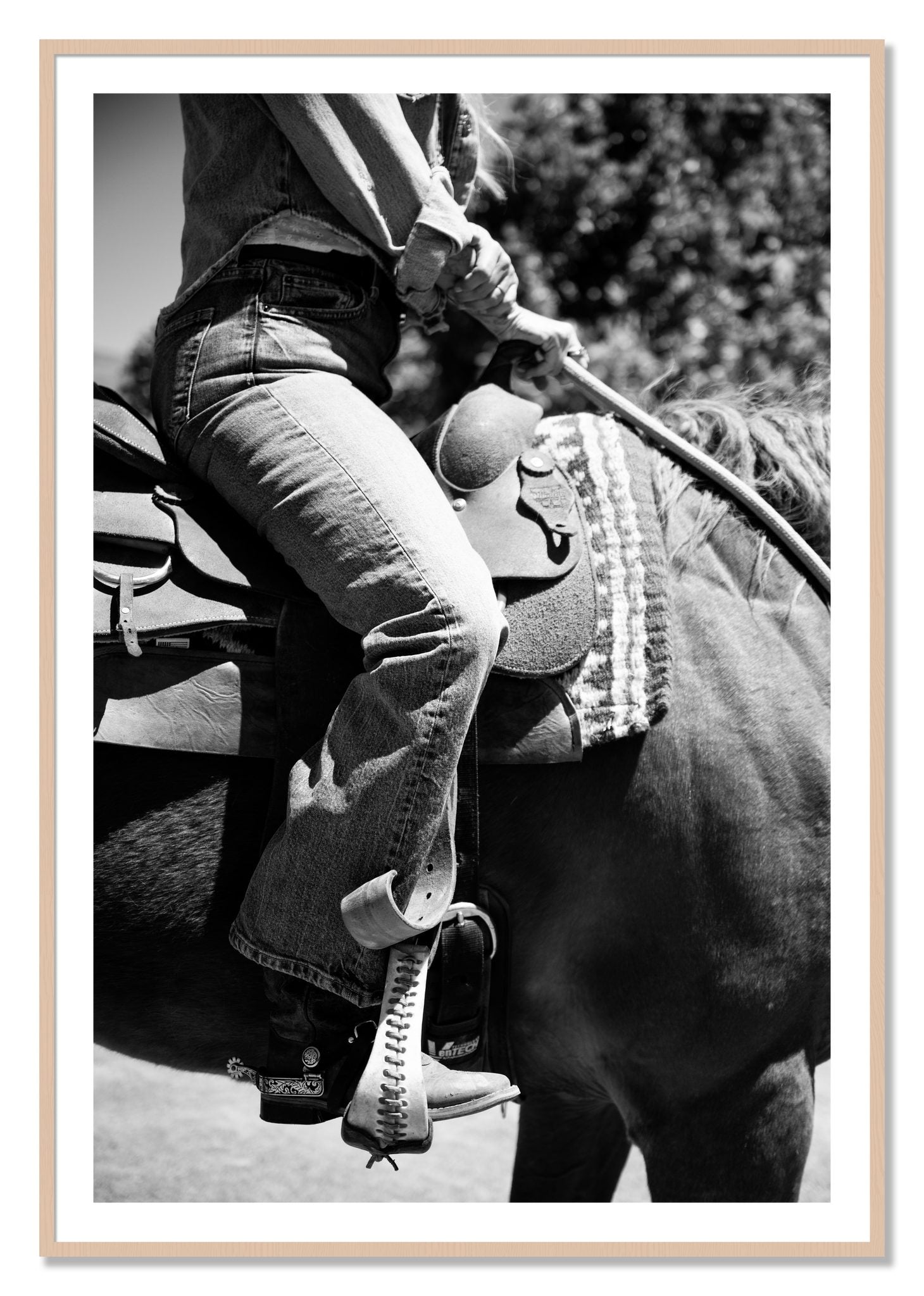 Framed photograph of Ready To Ride by Dylan Ozanich, Maple frame, Borders