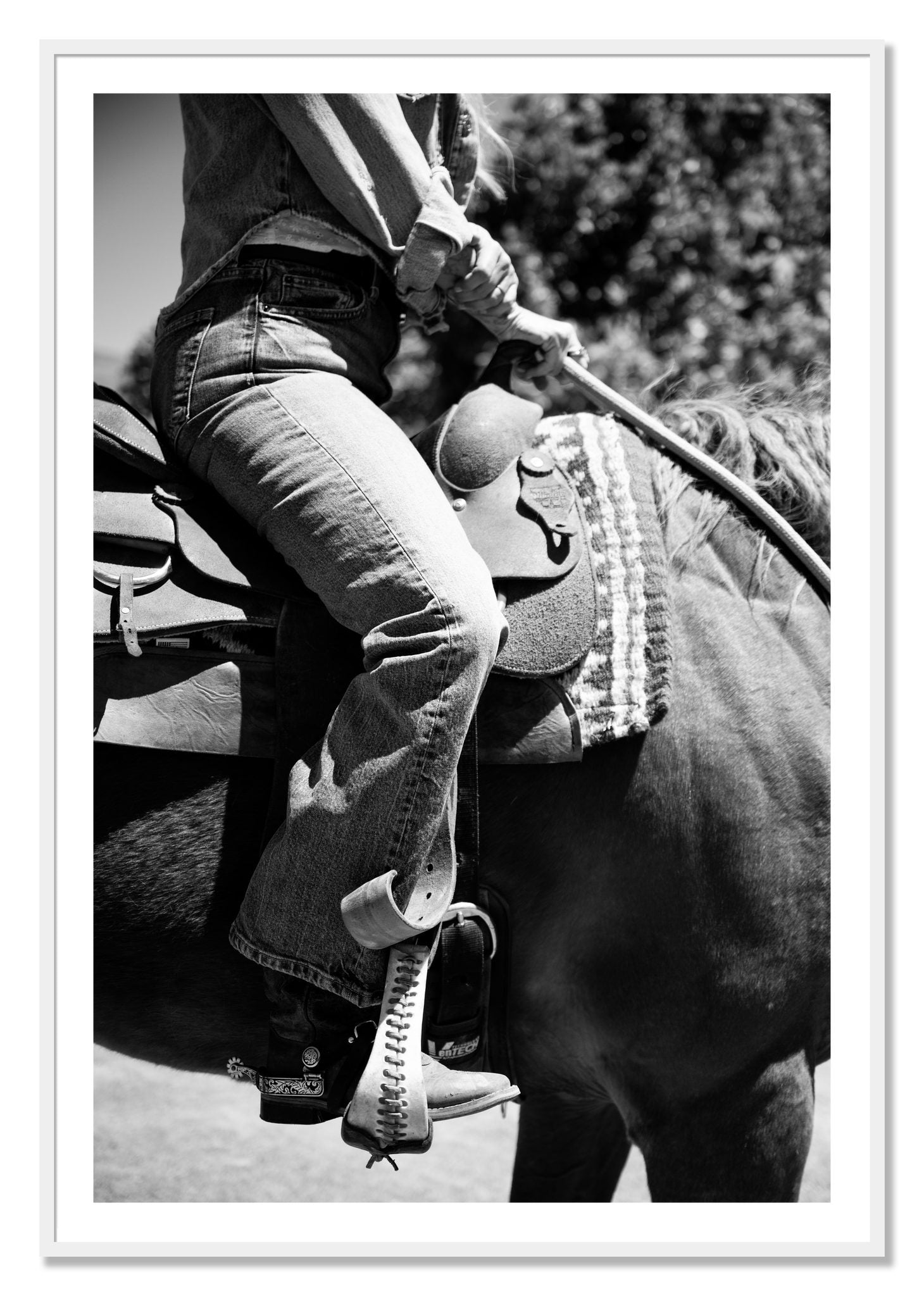 Framed photograph of Ready To Ride by Dylan Ozanich, White frame, Borders