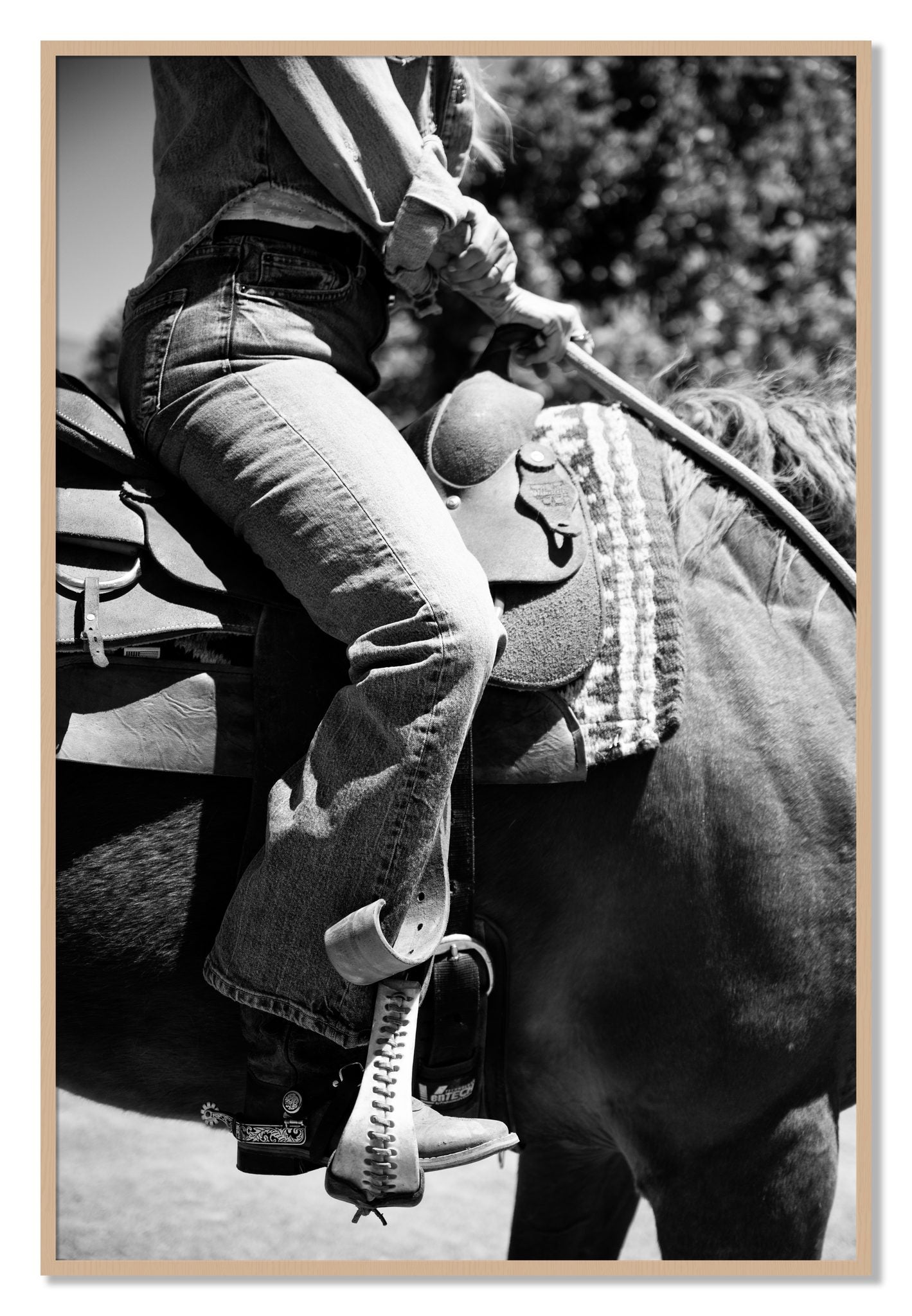 Framed photograph of Ready To Ride by Dylan Ozanich, Oak frame, Full Bleed