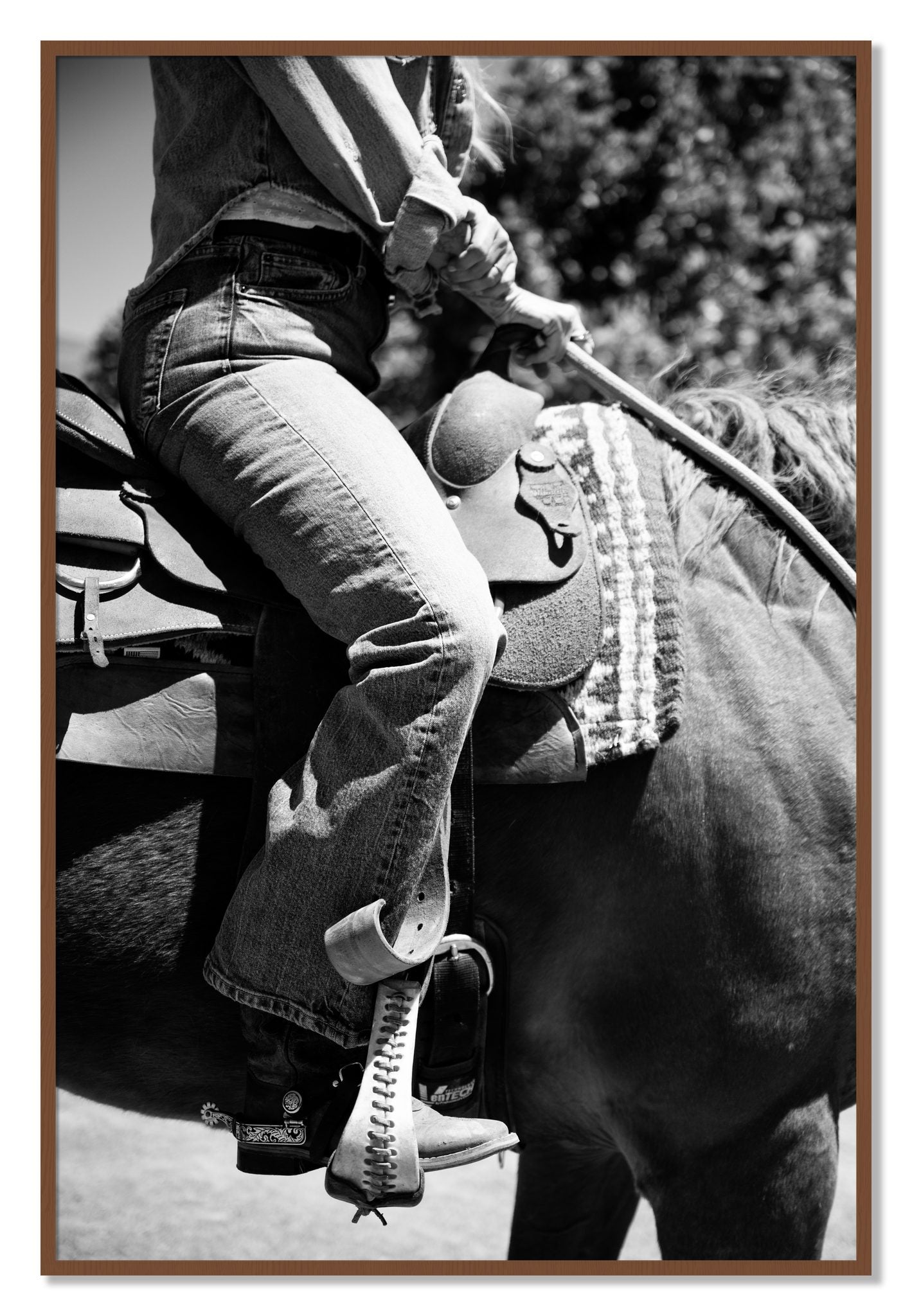 Framed photograph of Ready To Ride by Dylan Ozanich, Walnut frame, Full Bleed