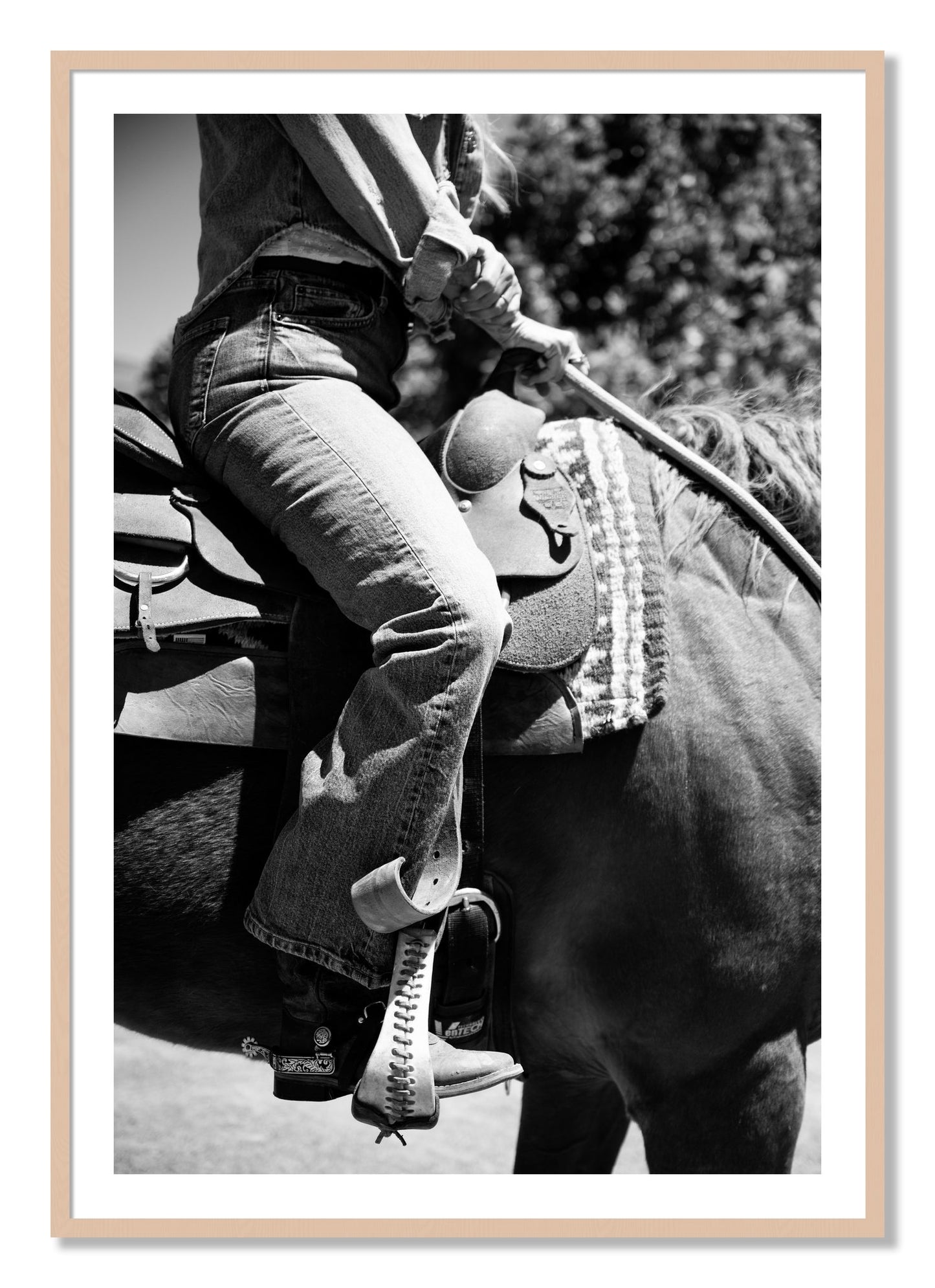 Framed photograph of Ready To Ride by Dylan Ozanich, Maple frame, Borders