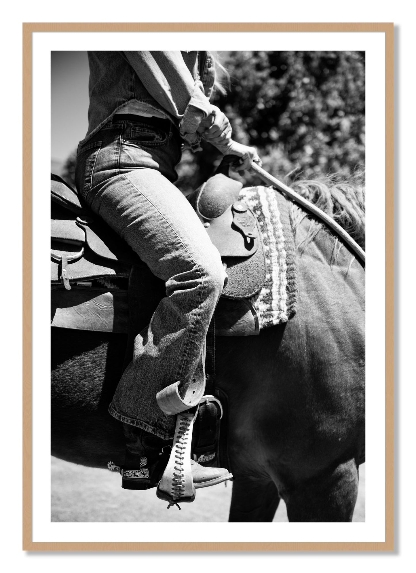 Framed photograph of Ready To Ride by Dylan Ozanich, Oak frame, Borders