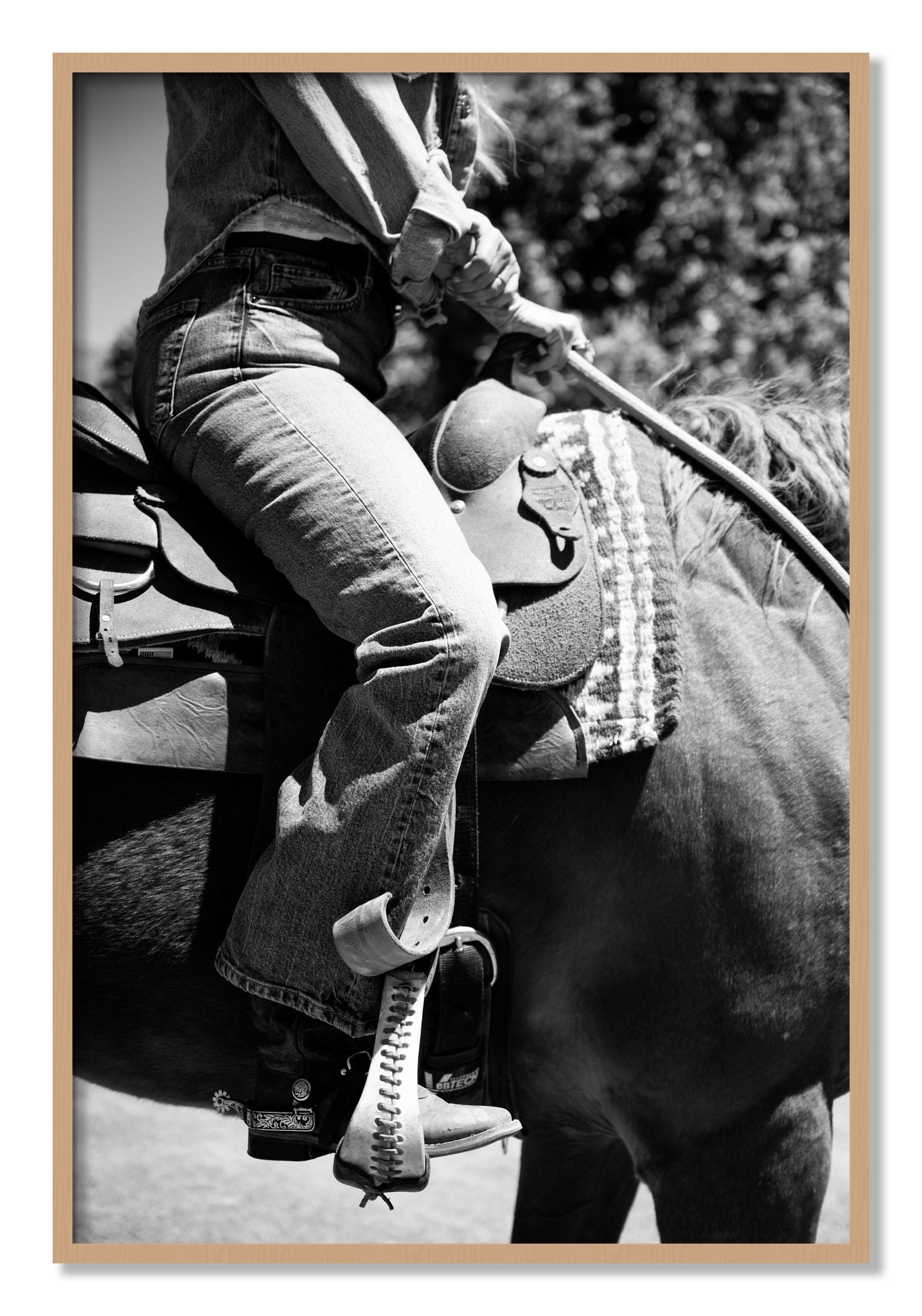 Framed photograph of Ready To Ride by Dylan Ozanich, Oak frame, Full Bleed