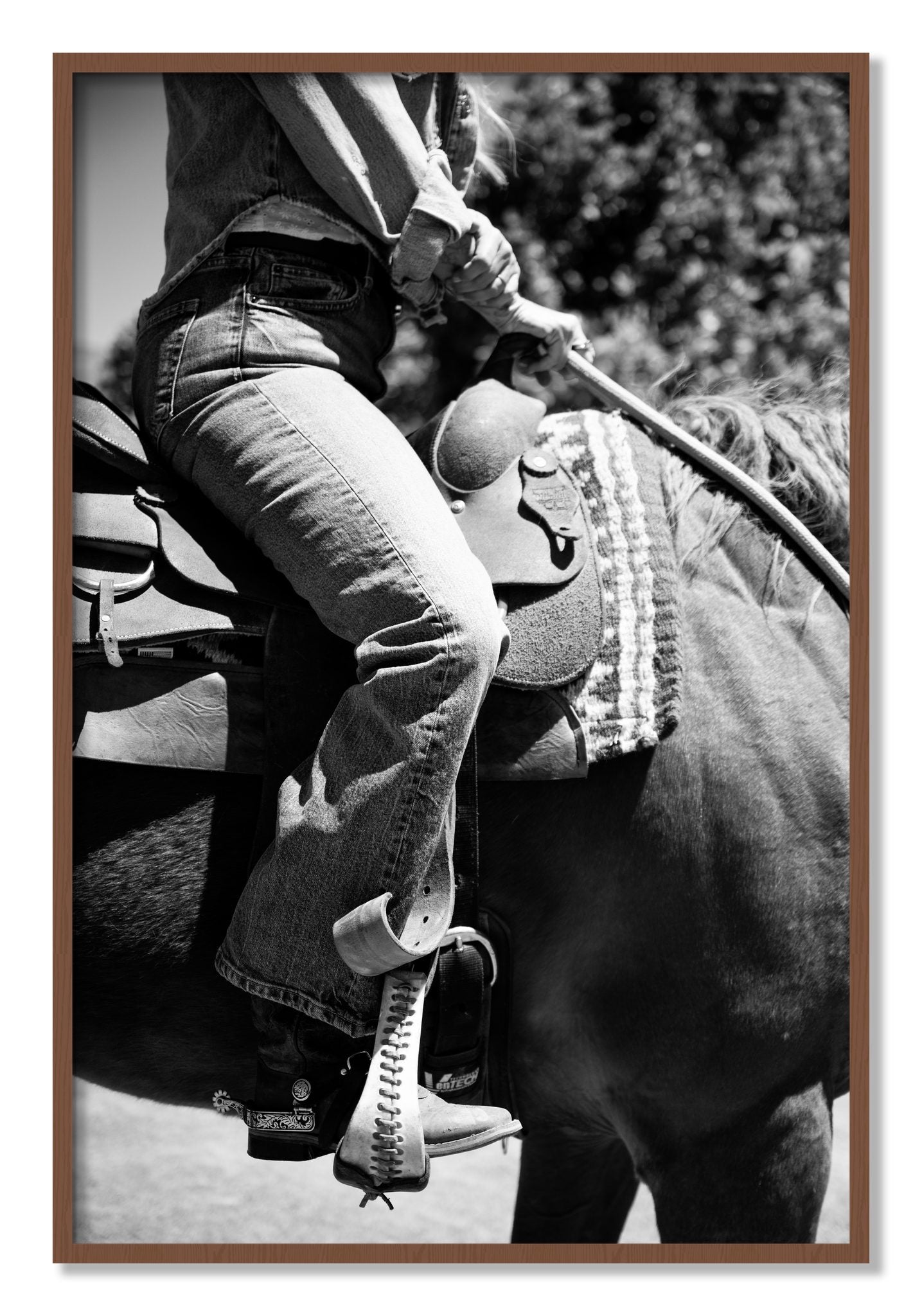 Framed photograph of Ready To Ride by Dylan Ozanich, Walnut frame, Full Bleed