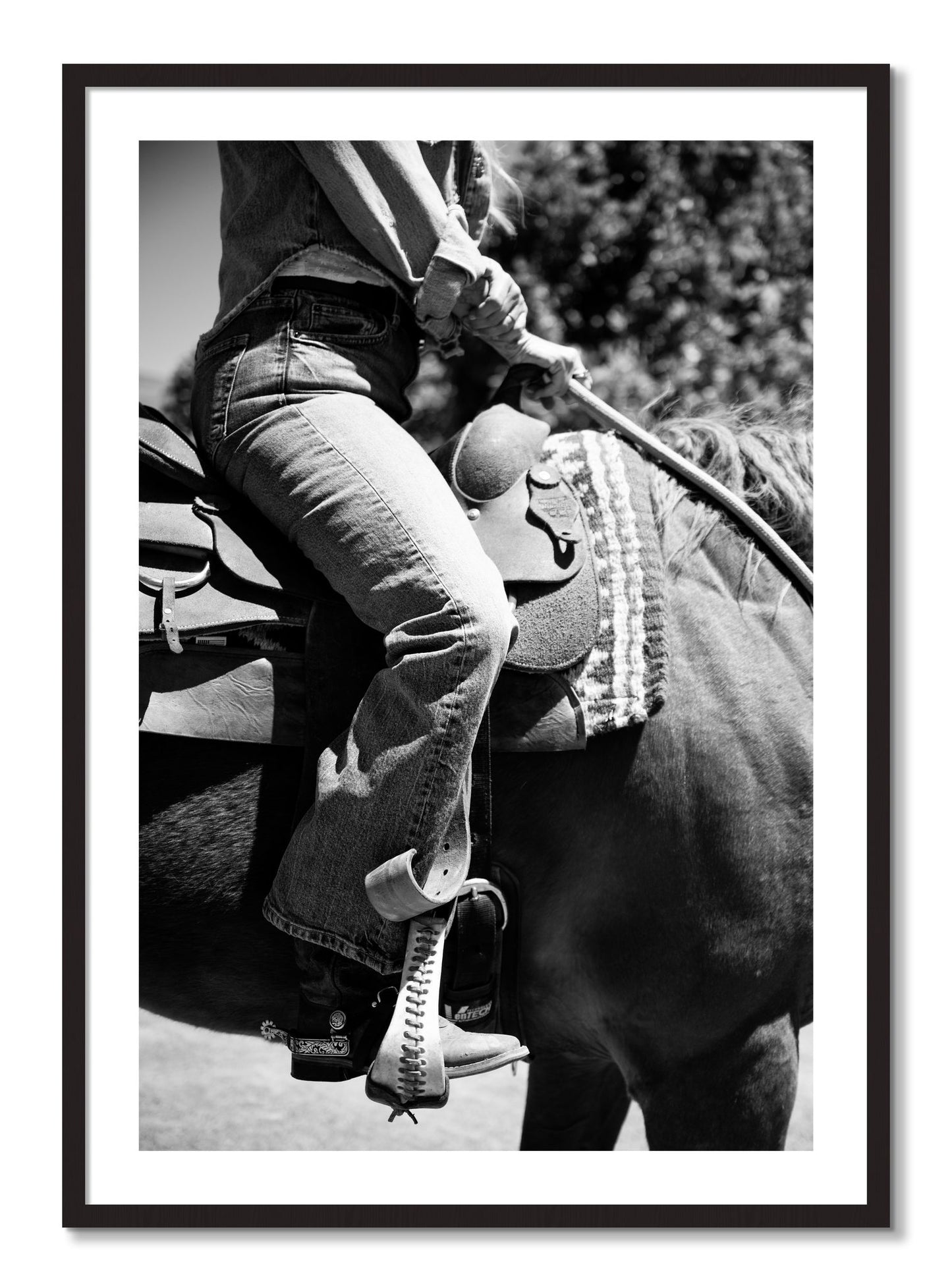 Framed photograph of Ready To Ride by Dylan Ozanich, Black Walnut frame, Borders