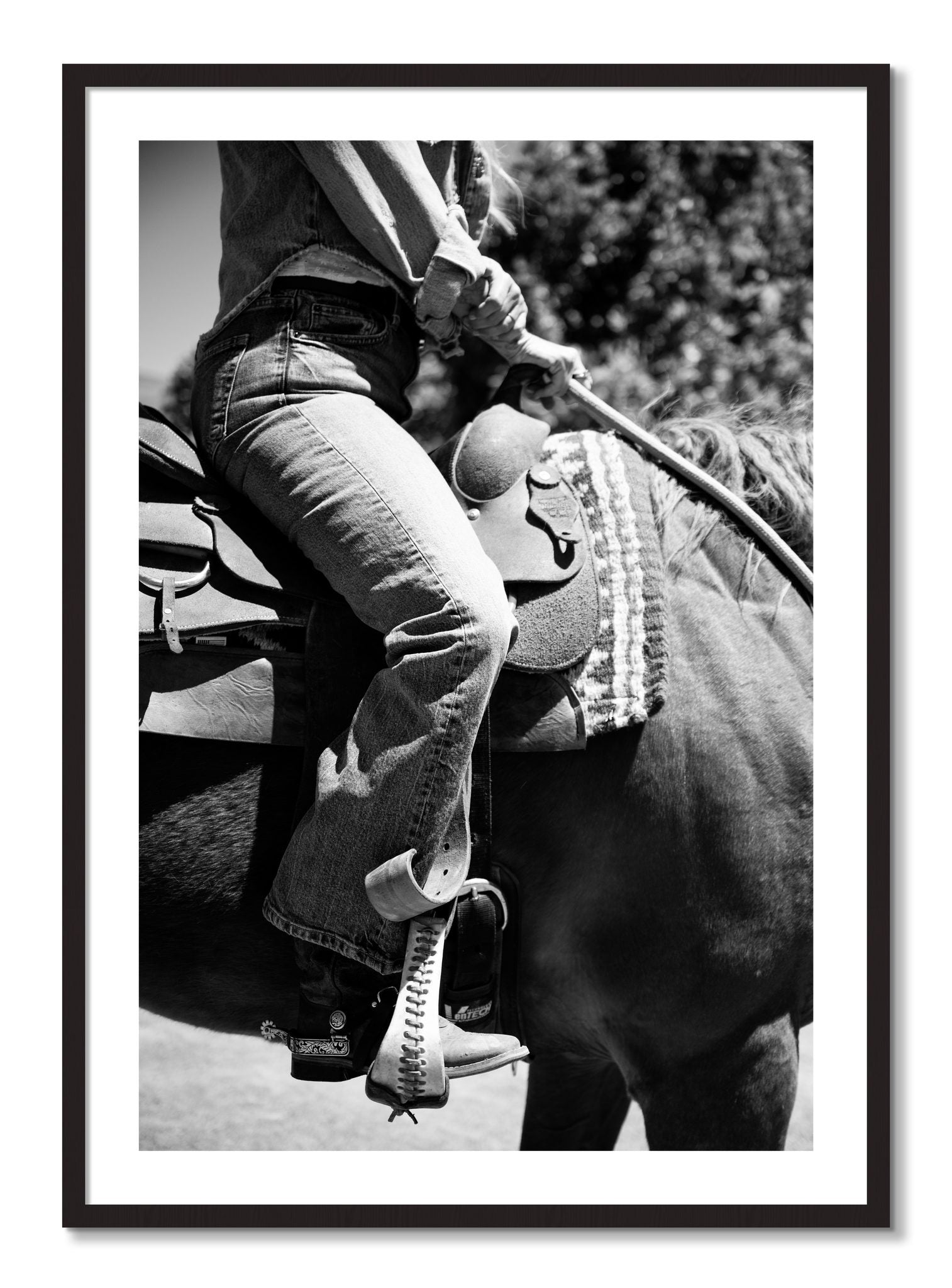 Framed photograph of Ready To Ride by Dylan Ozanich, Black Walnut frame, Borders