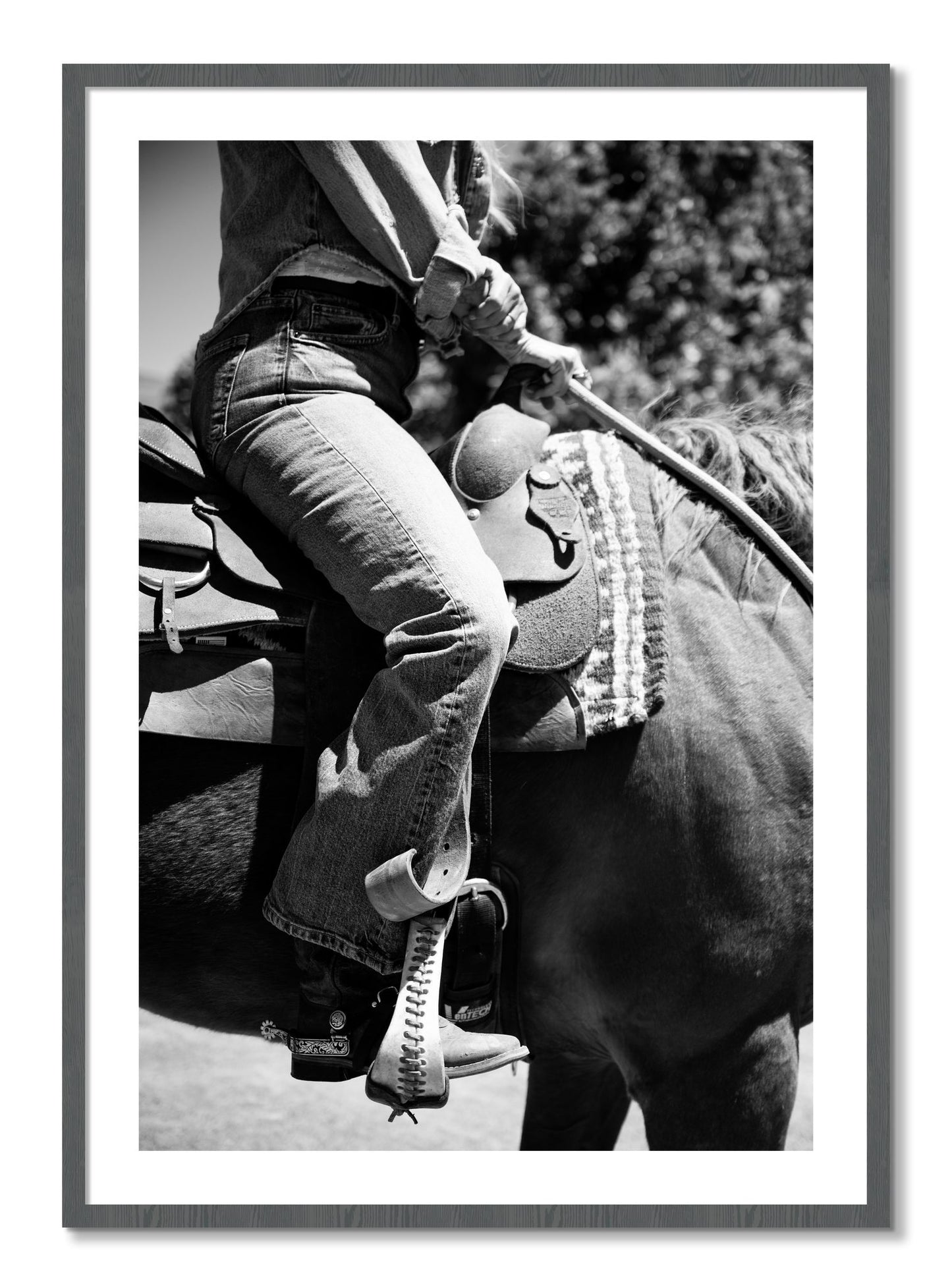 Framed photograph of Ready To Ride by Dylan Ozanich, Grey frame, Borders