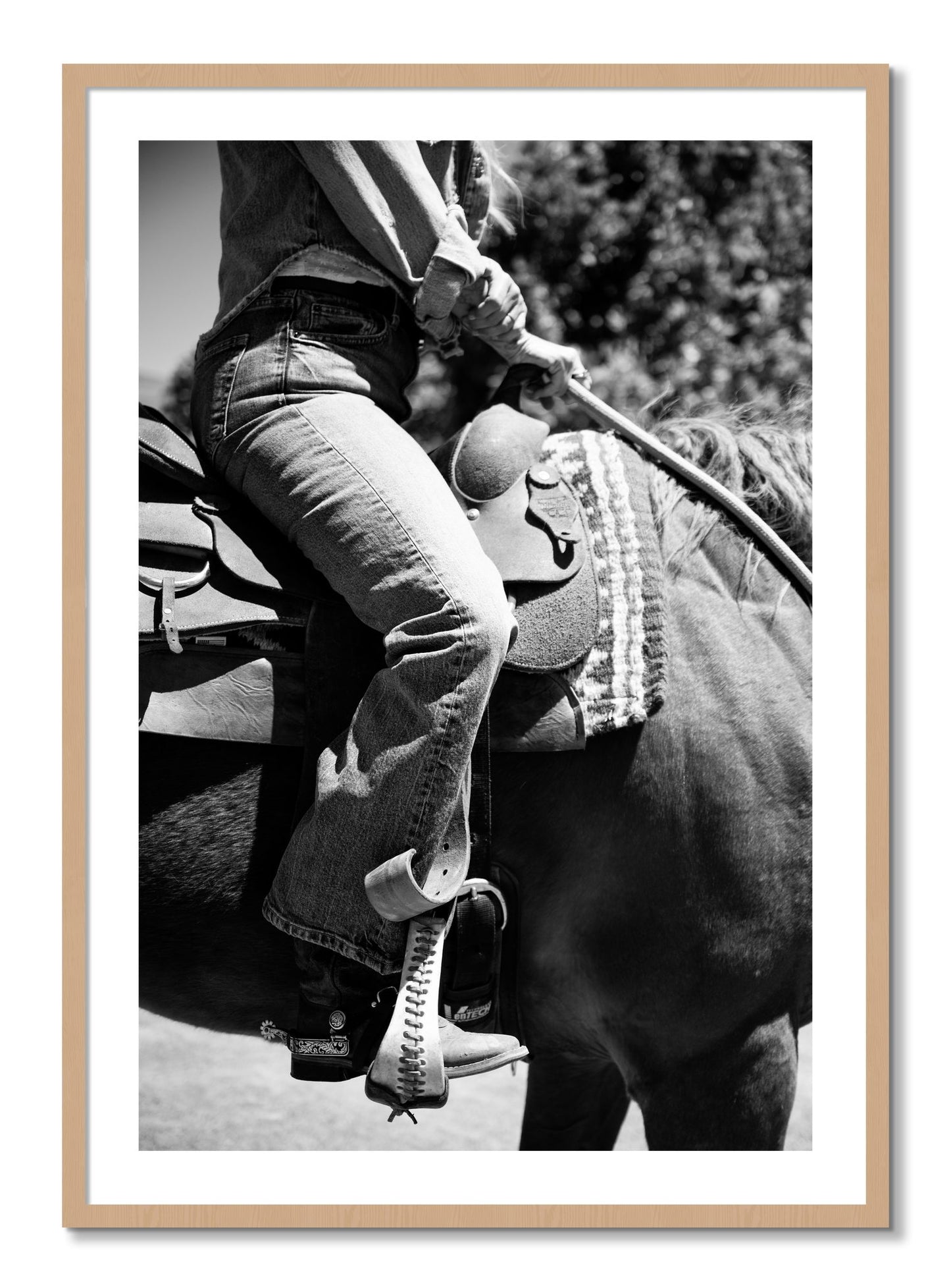 Framed photograph of Ready To Ride by Dylan Ozanich, Oak frame, Borders