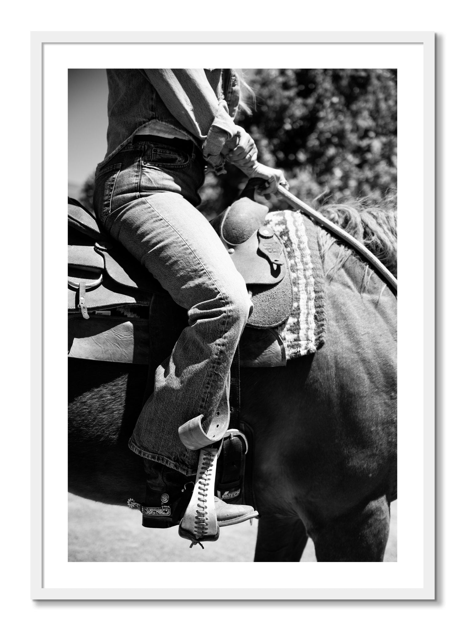 Framed photograph of Ready To Ride by Dylan Ozanich, White frame, Borders