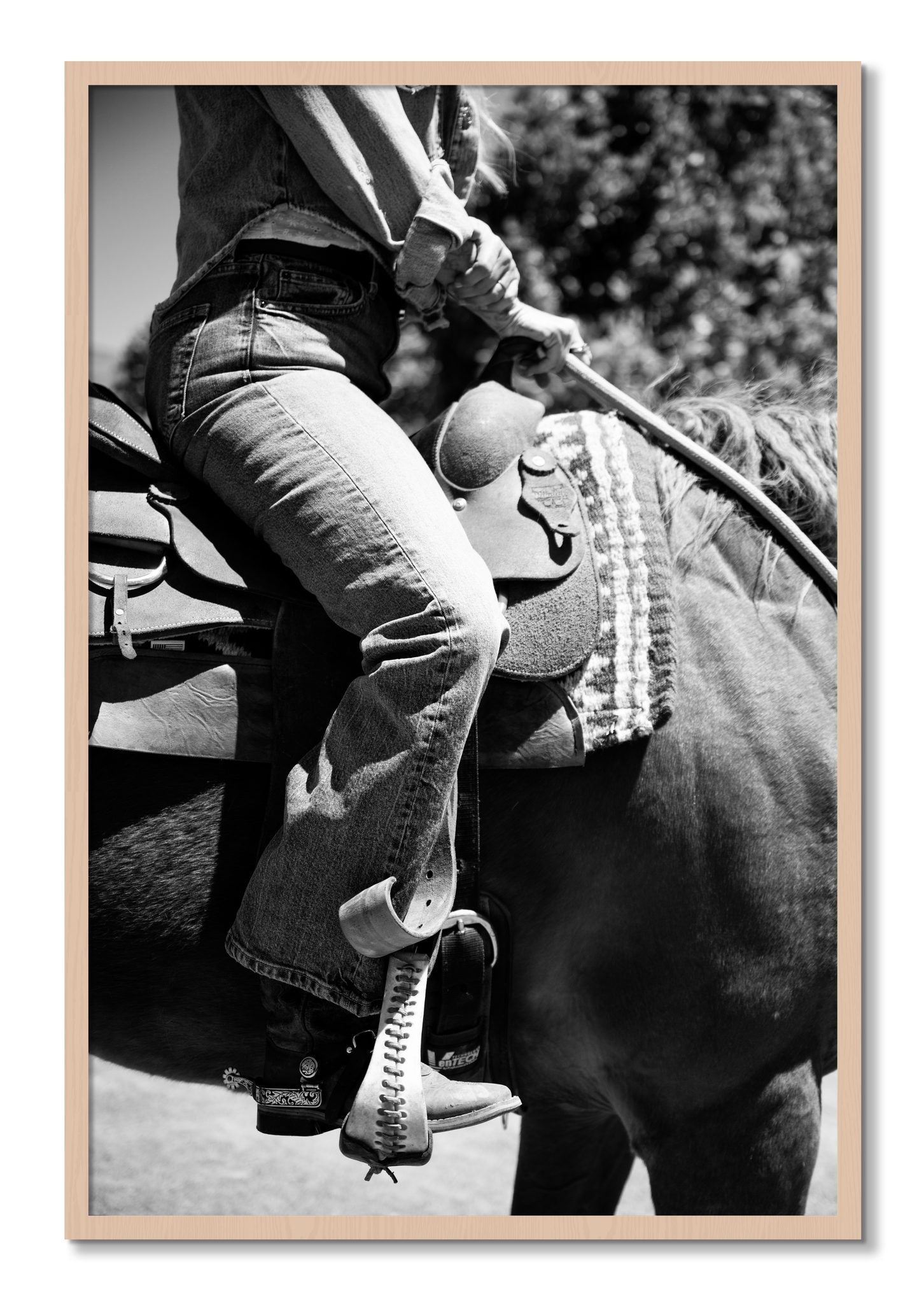 Framed photograph of Ready To Ride by Dylan Ozanich, Maple frame, Full Bleed