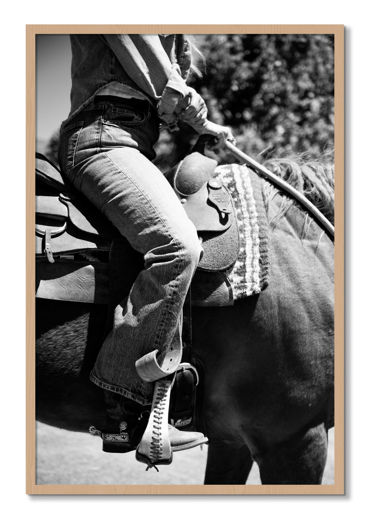 Framed photograph of Ready To Ride by Dylan Ozanich, Oak frame, Full Bleed