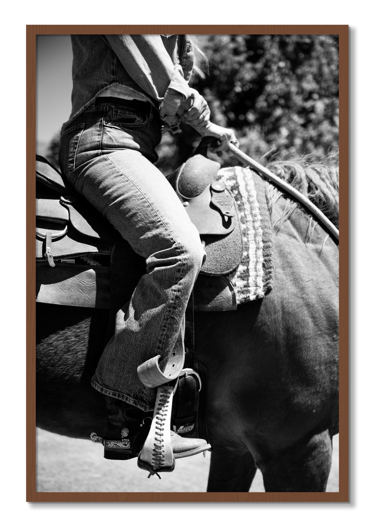 Framed photograph of Ready To Ride by Dylan Ozanich, Walnut frame, Full Bleed