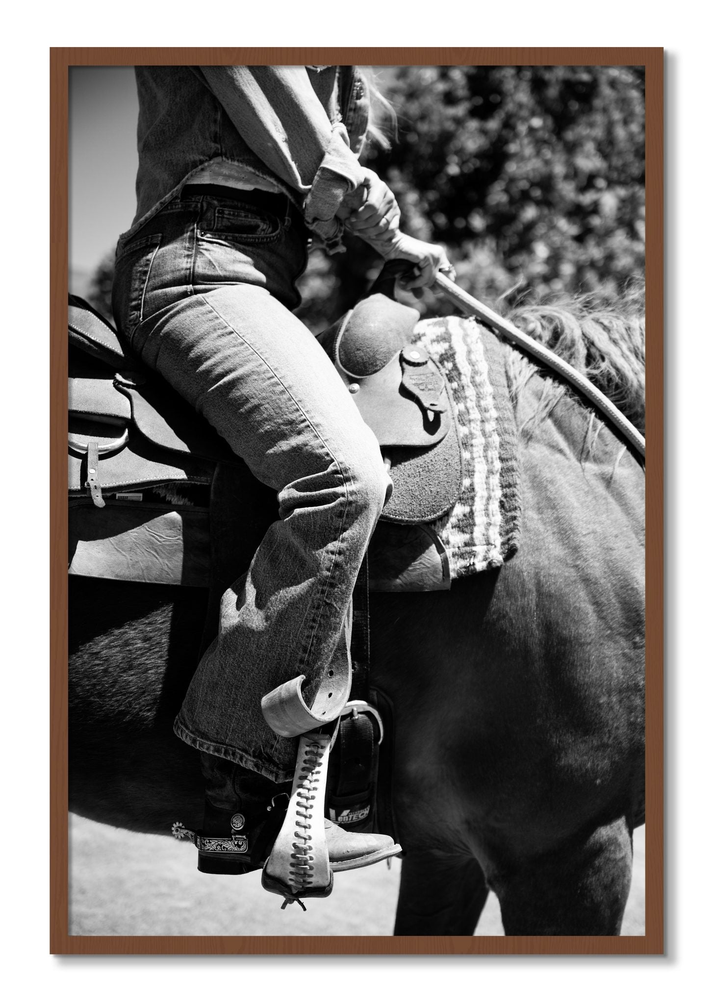 Framed photograph of Ready To Ride by Dylan Ozanich, Walnut frame, Full Bleed