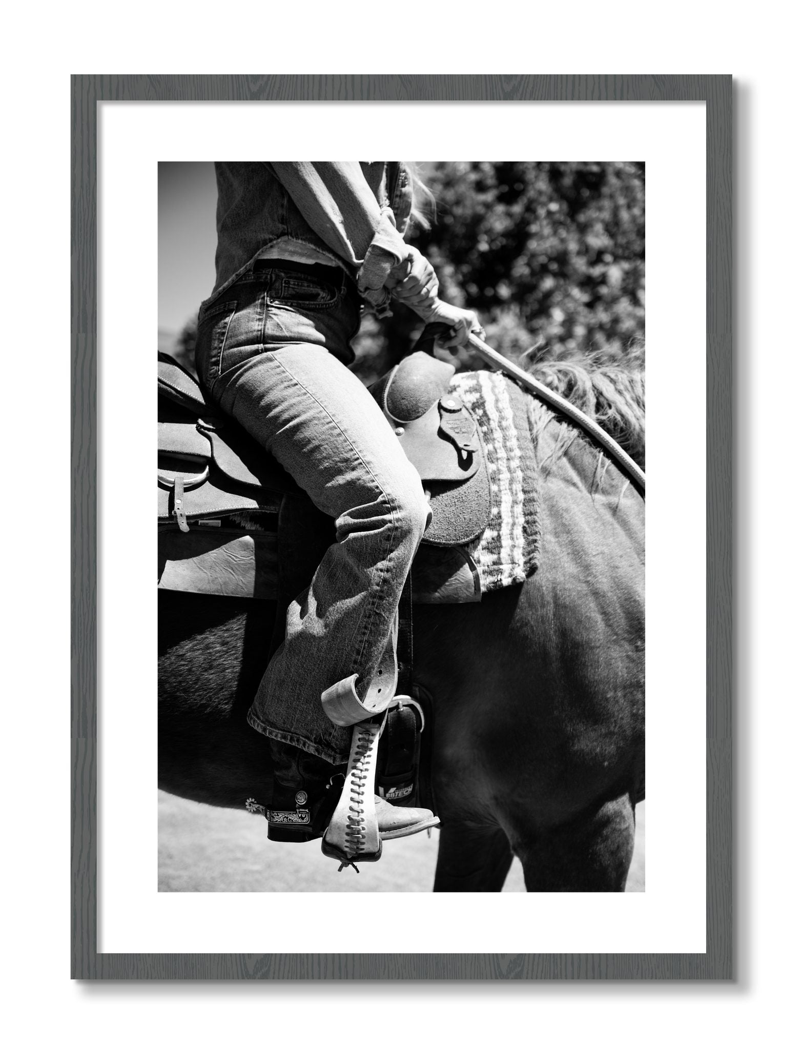 Framed photograph of Ready To Ride by Dylan Ozanich, Grey frame, Borders