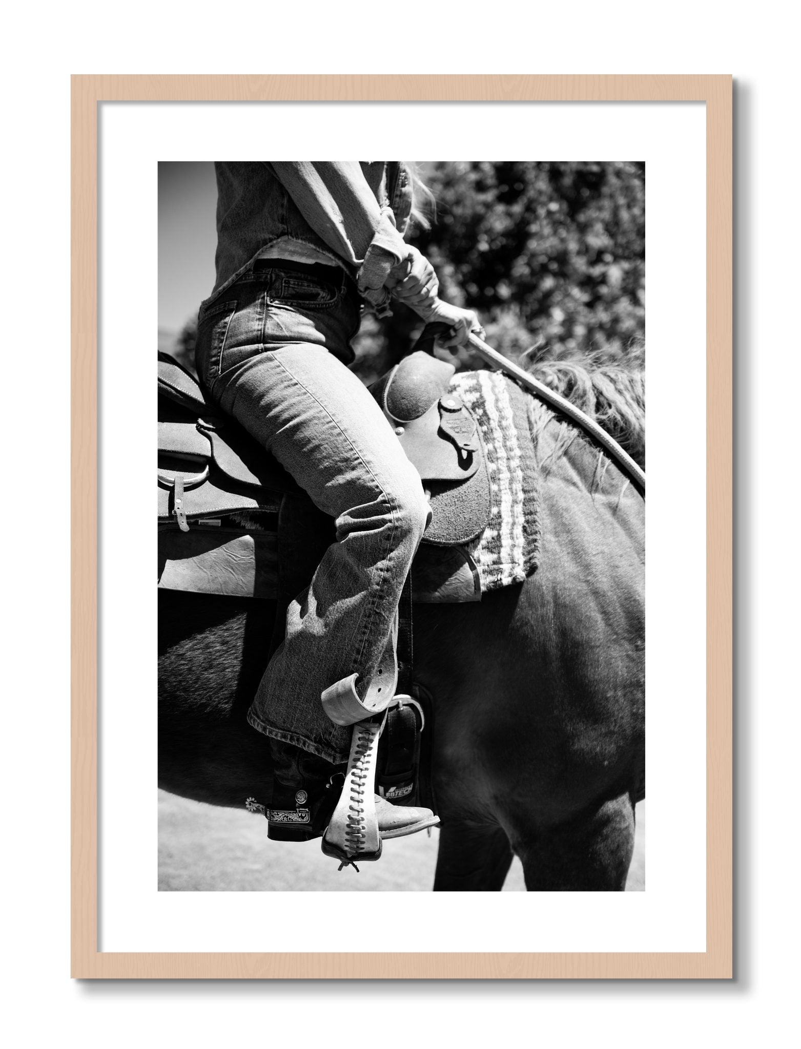 Framed photograph of Ready To Ride by Dylan Ozanich, Maple frame, Borders