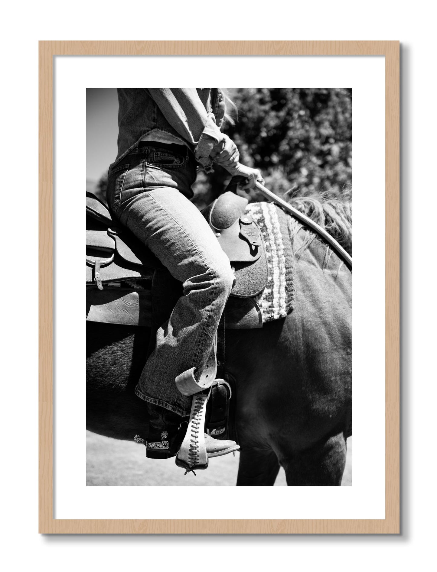 Framed photograph of Ready To Ride by Dylan Ozanich, Oak frame, Borders