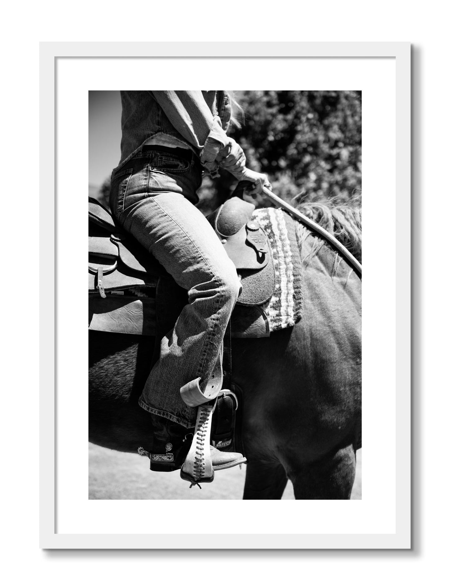 Framed photograph of Ready To Ride by Dylan Ozanich, White frame, Borders