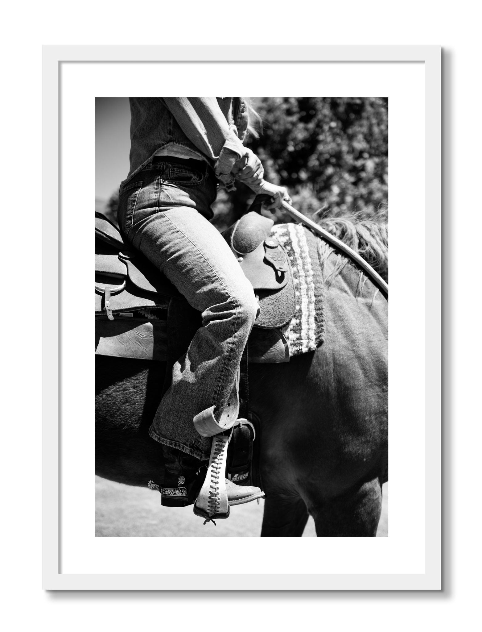 Framed photograph of Ready To Ride by Dylan Ozanich, White frame, Borders