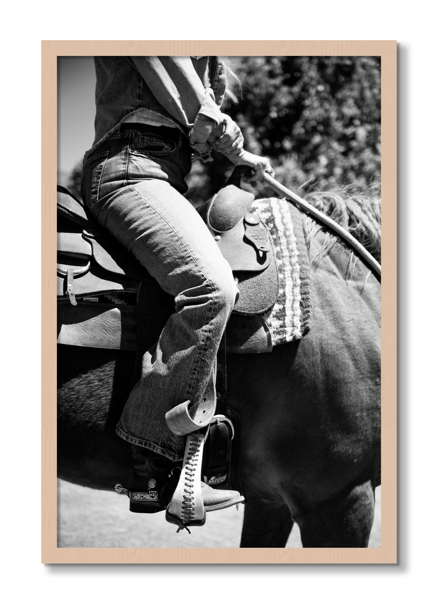 Framed photograph of Ready To Ride by Dylan Ozanich, Maple frame, Full Bleed