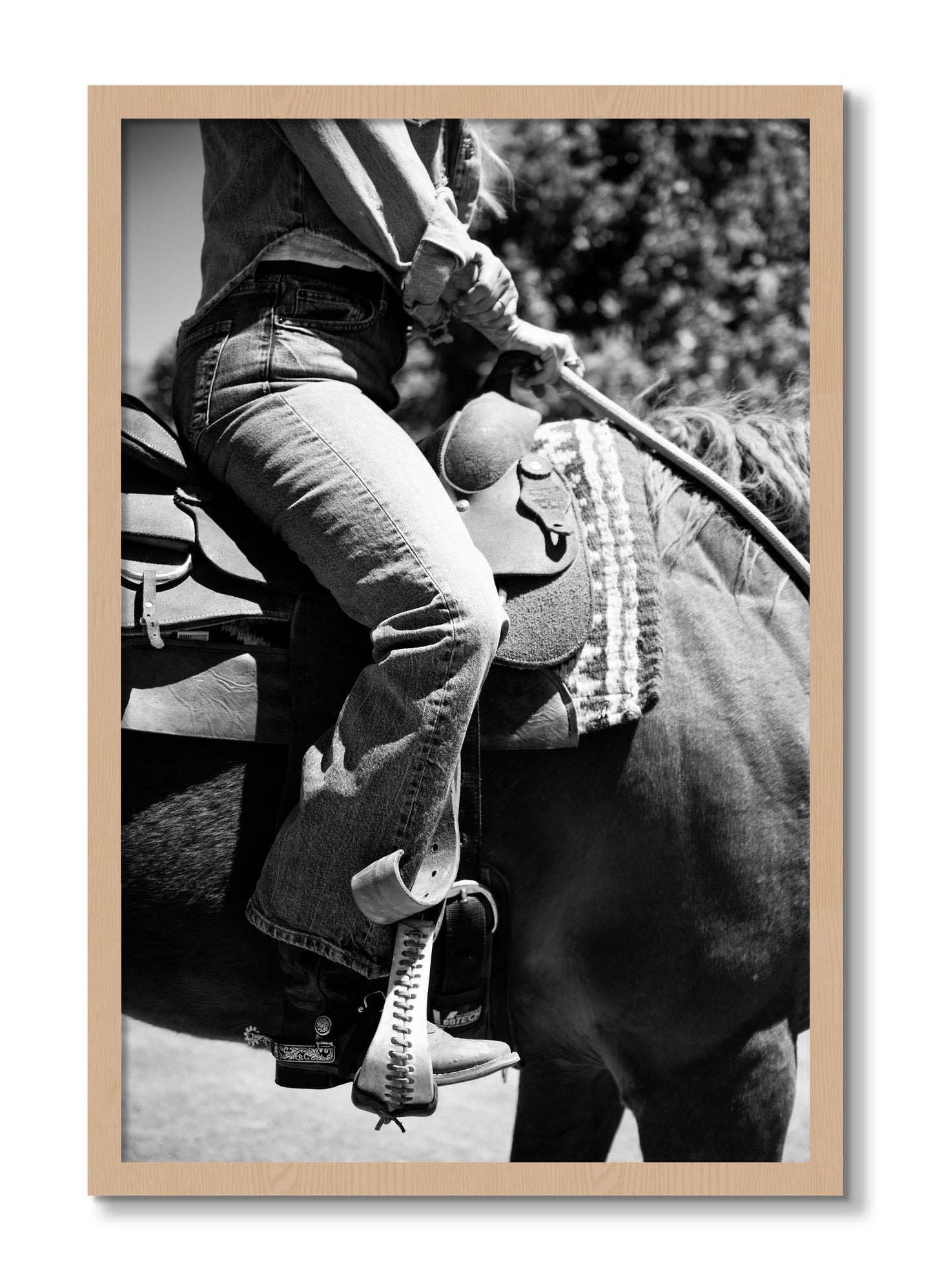 Framed photograph of Ready To Ride by Dylan Ozanich, Oak frame, Full Bleed