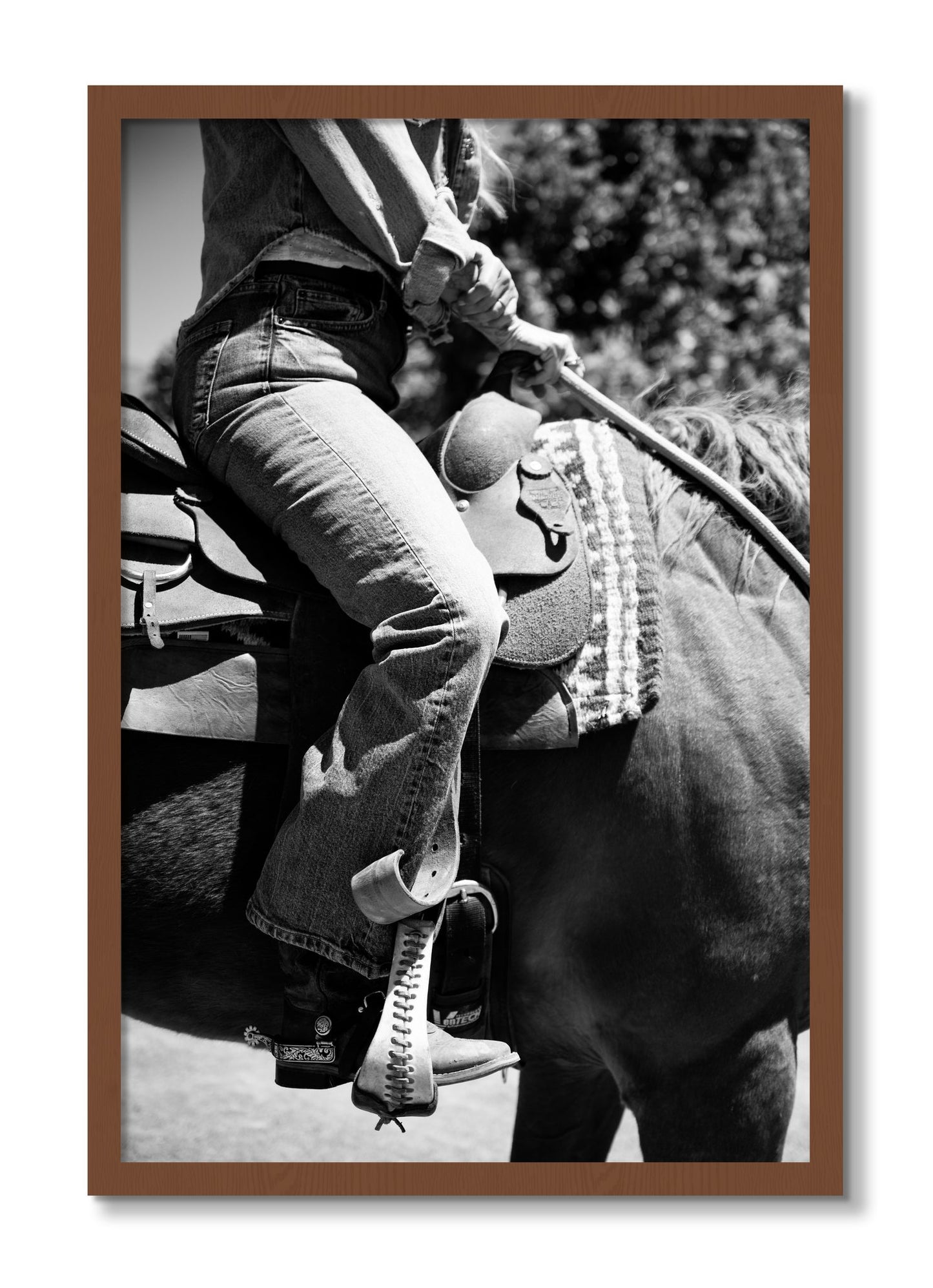 Framed photograph of Ready To Ride by Dylan Ozanich, Walnut frame, Full Bleed