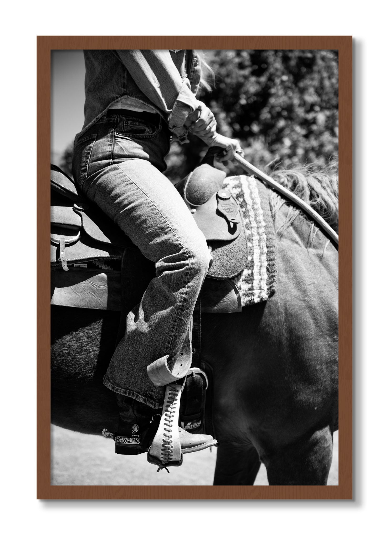 Framed photograph of Ready To Ride by Dylan Ozanich, Walnut frame, Full Bleed