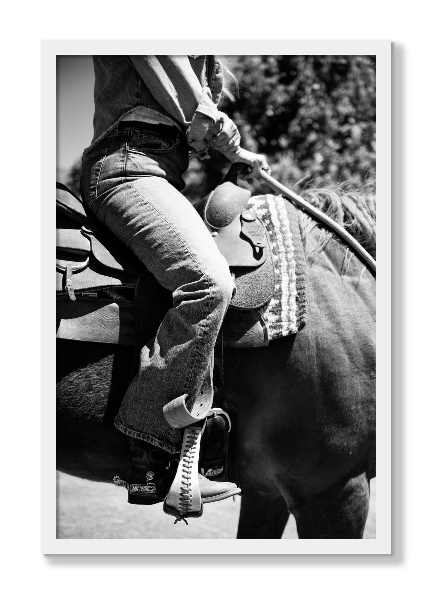 Framed photograph of Ready To Ride by Dylan Ozanich, White frame, Full Bleed