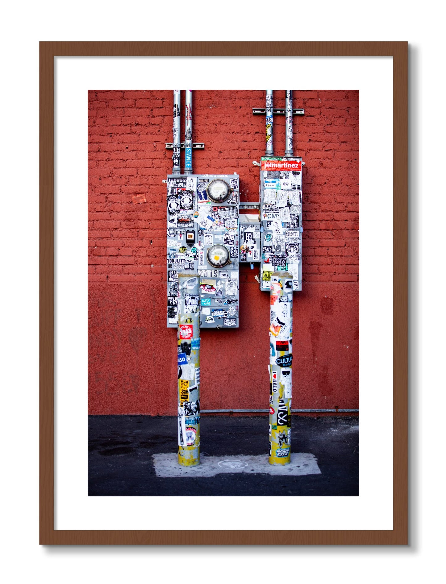 Framed photograph of Red by Dylan Ozanich, Walnut frame, Borders