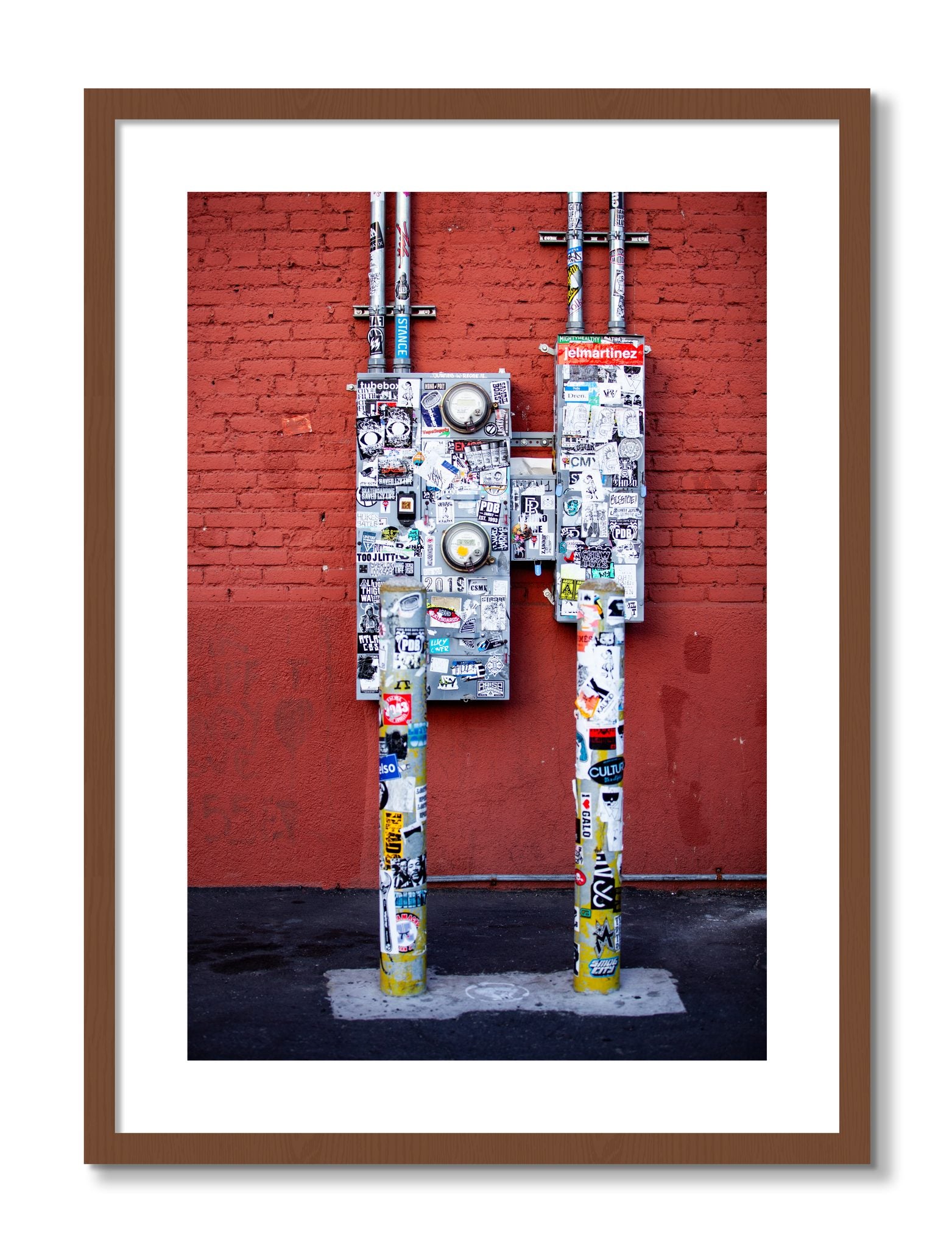 Framed photograph of Red by Dylan Ozanich, Walnut frame, Borders