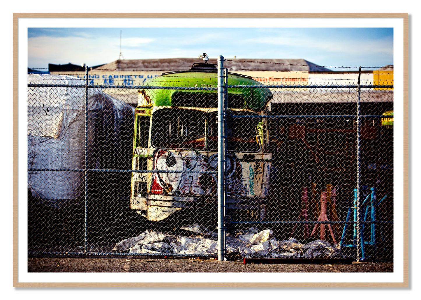 Retired by Dylan Ozanich, 48×72 print with a White Border in an Oak frame