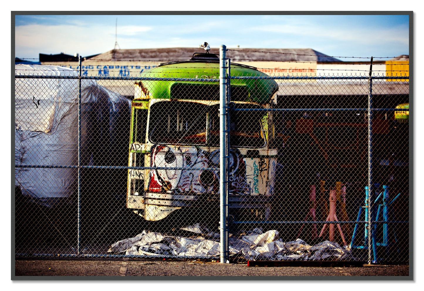 Retired by Dylan Ozanich, 48×72 Full Bleed Print in a Grey frame