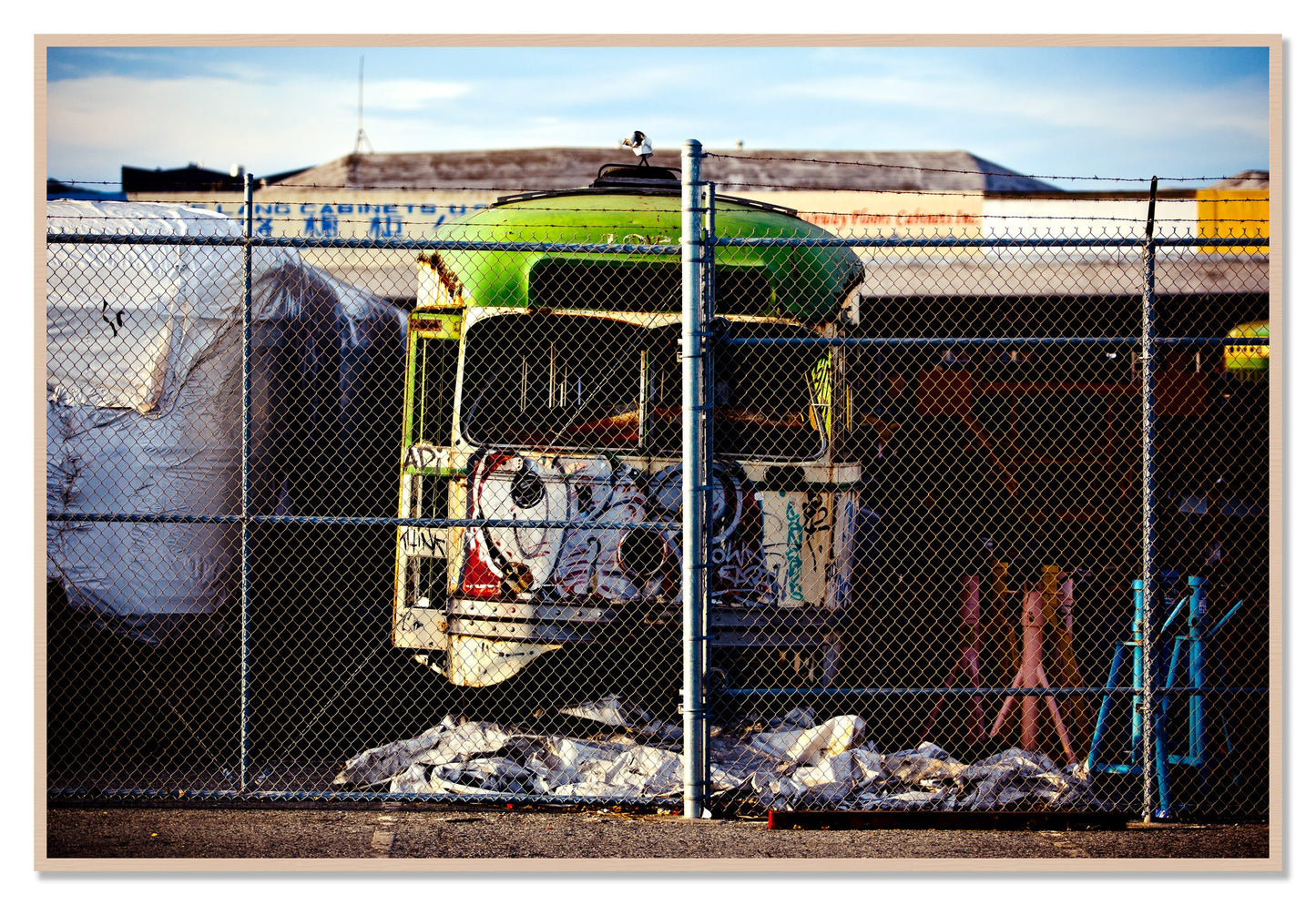 Retired by Dylan Ozanich, 48×72 Full Bleed Print in a Maple frame