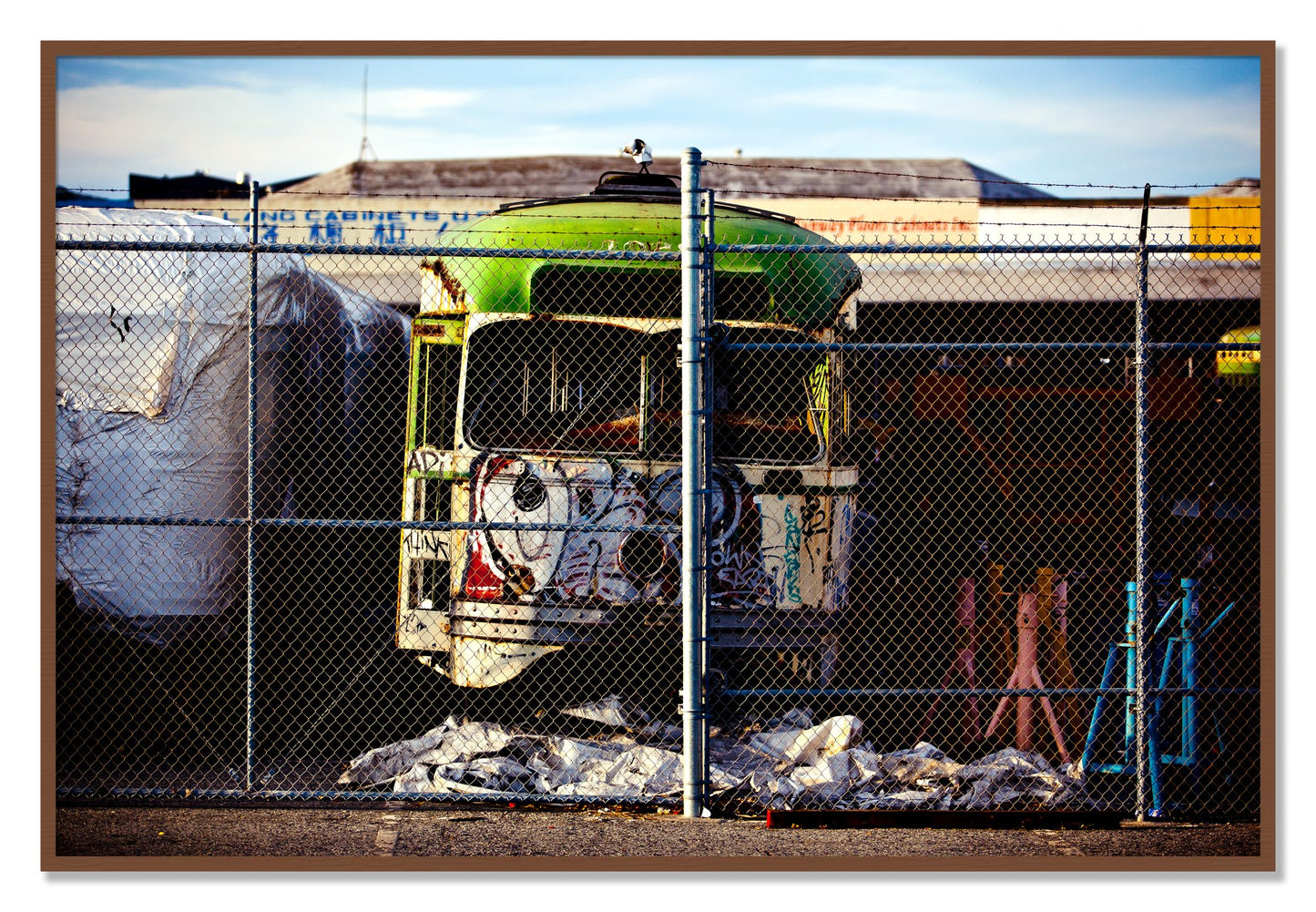 Framed photograph of Retired by Dylan Ozanich, Walnut frame, Full Bleed