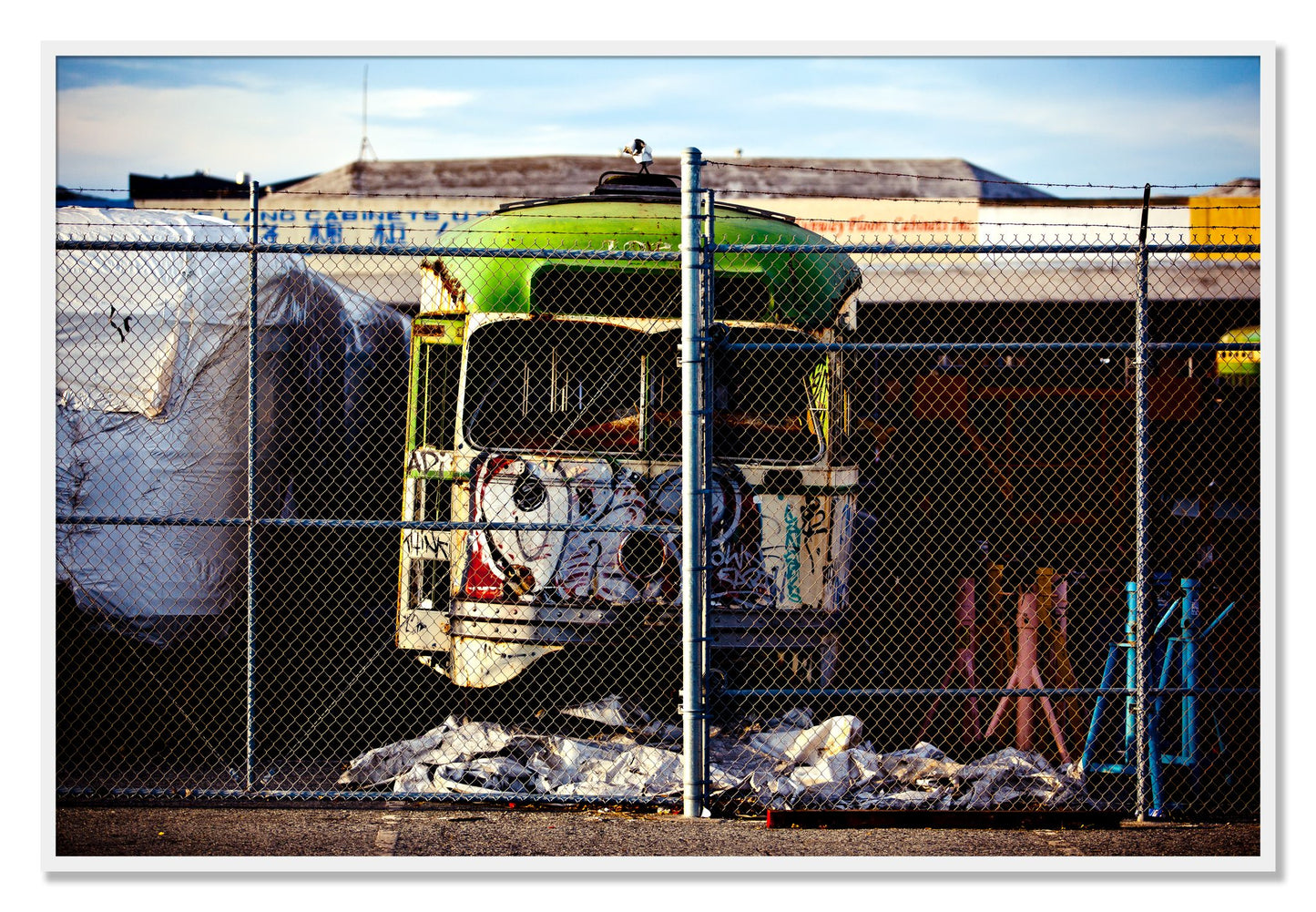 Framed photograph of Retired by Dylan Ozanich, White frame, Full Bleed