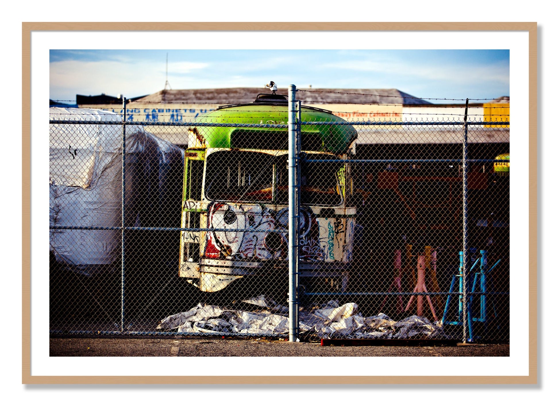 Framed photograph of Retired by Dylan Ozanich, Oak frame, Borders