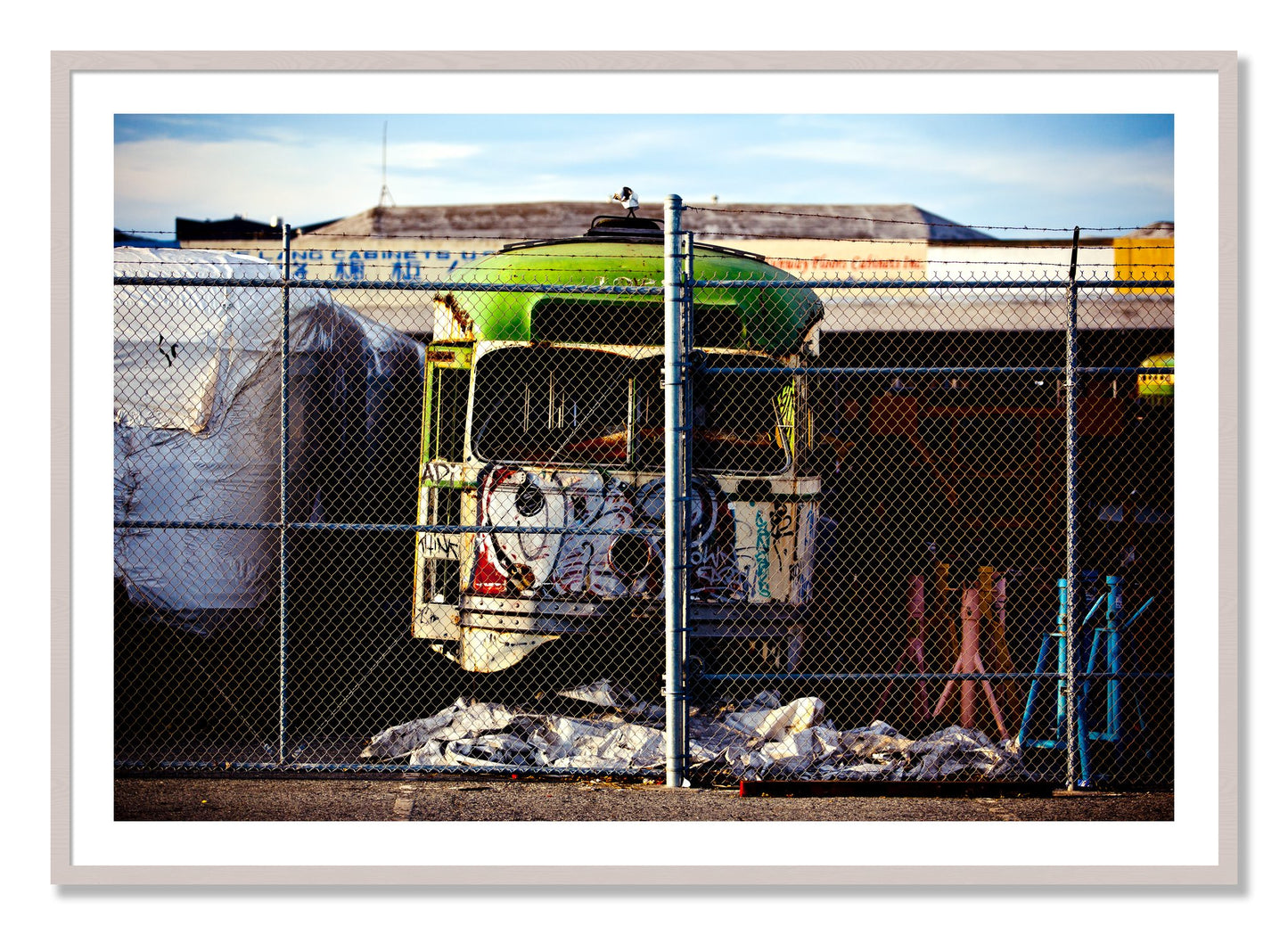 Framed photograph of Retired by Dylan Ozanich, White Maple frame, Borders