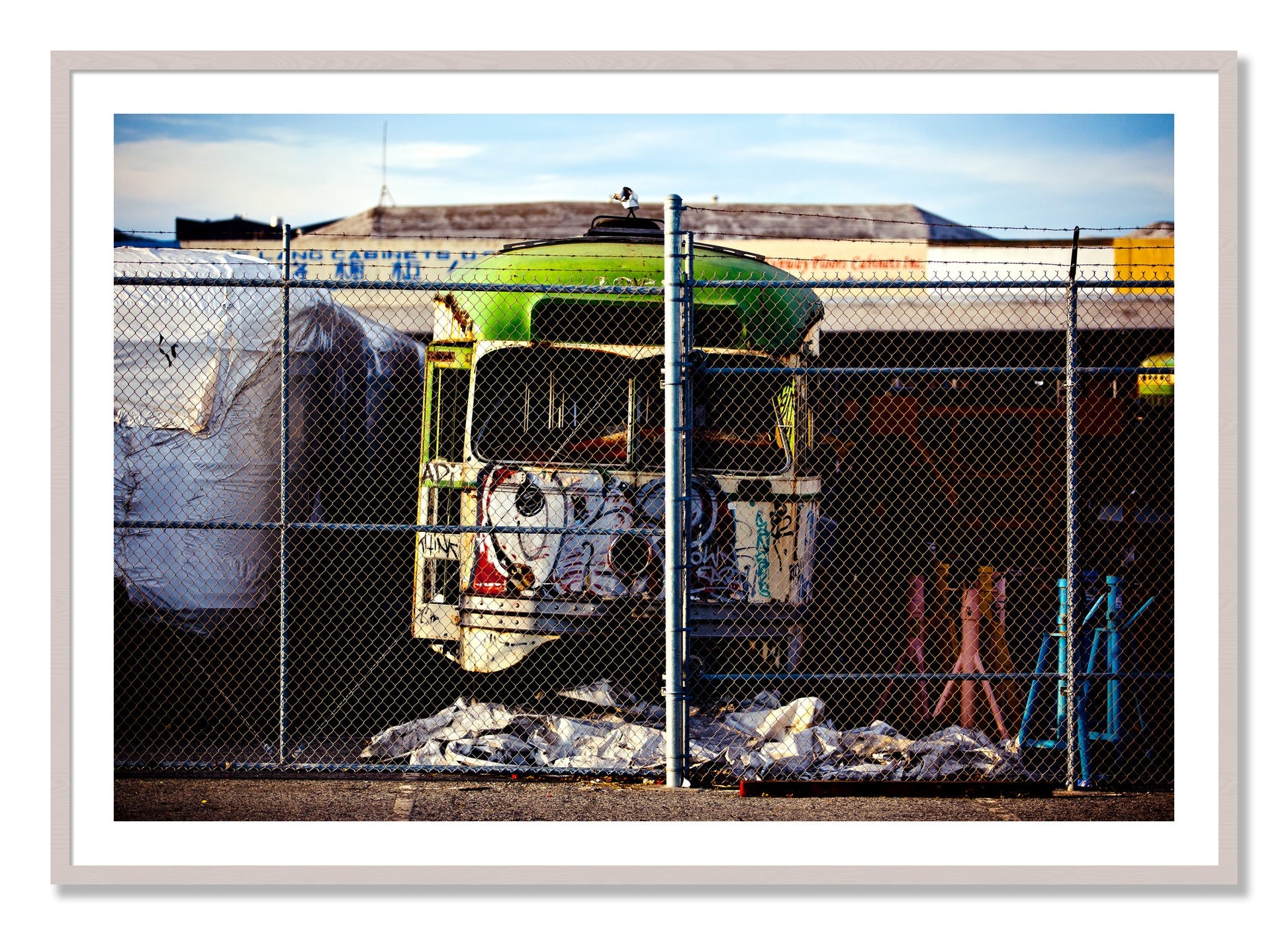 Framed photograph of Retired by Dylan Ozanich, White Maple frame, Borders