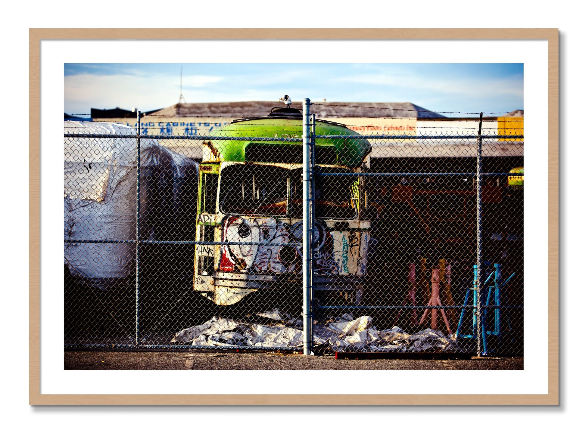 Framed photograph of Retired by Dylan Ozanich, Oak frame, Borders