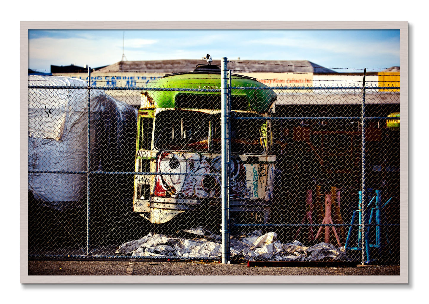 Framed photograph of Retired by Dylan Ozanich, White Maple frame, Full Bleed