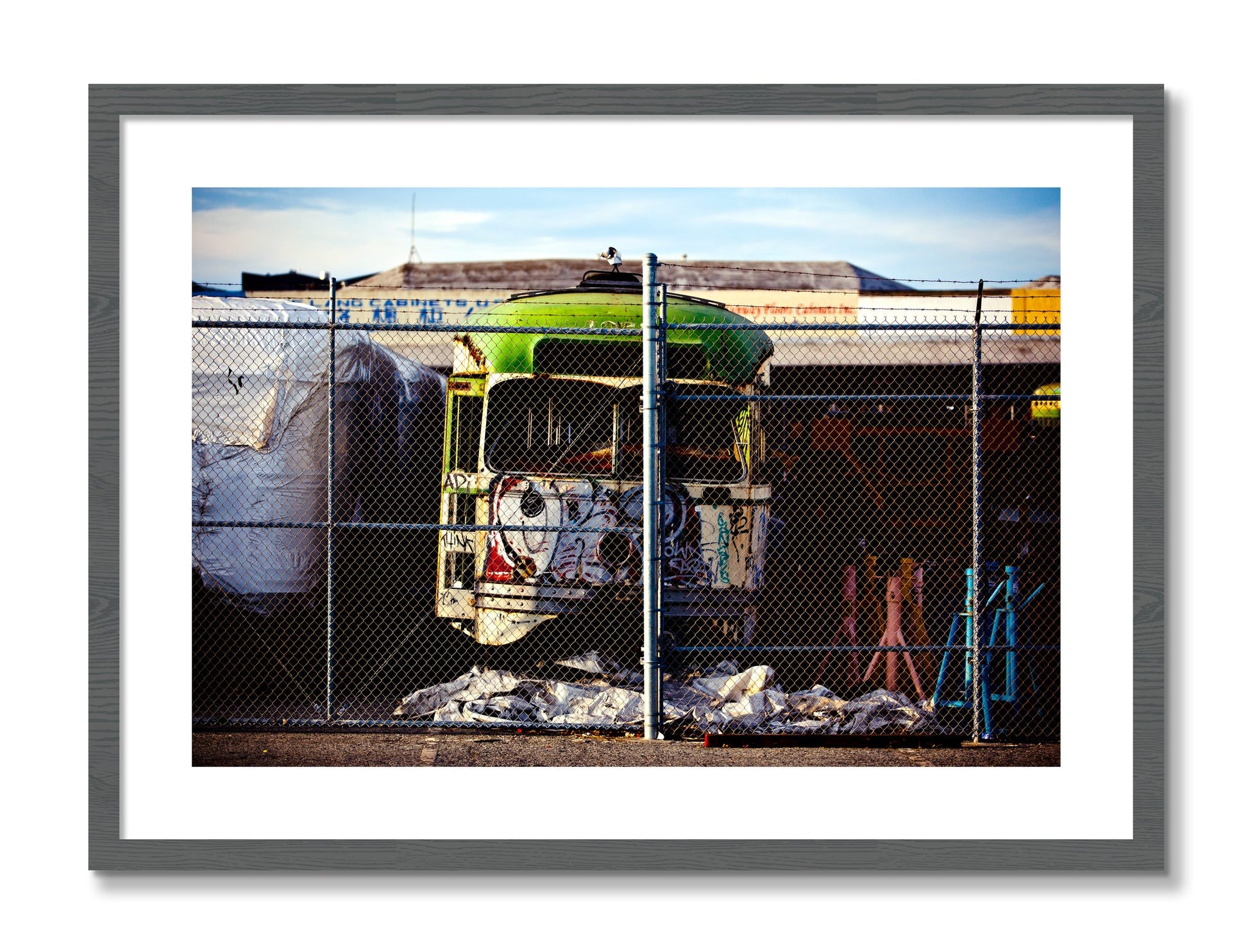Framed photograph of Retired by Dylan Ozanich, Grey frame, Borders
