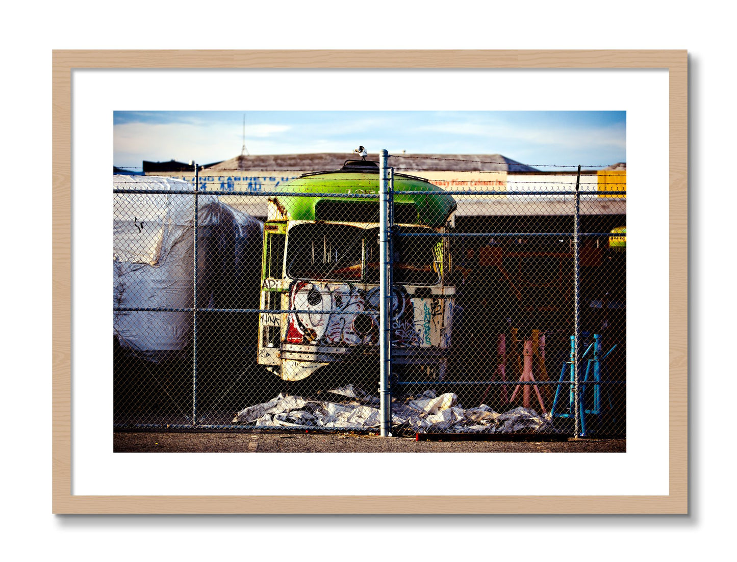 Framed photograph of Retired by Dylan Ozanich, Oak frame, Borders