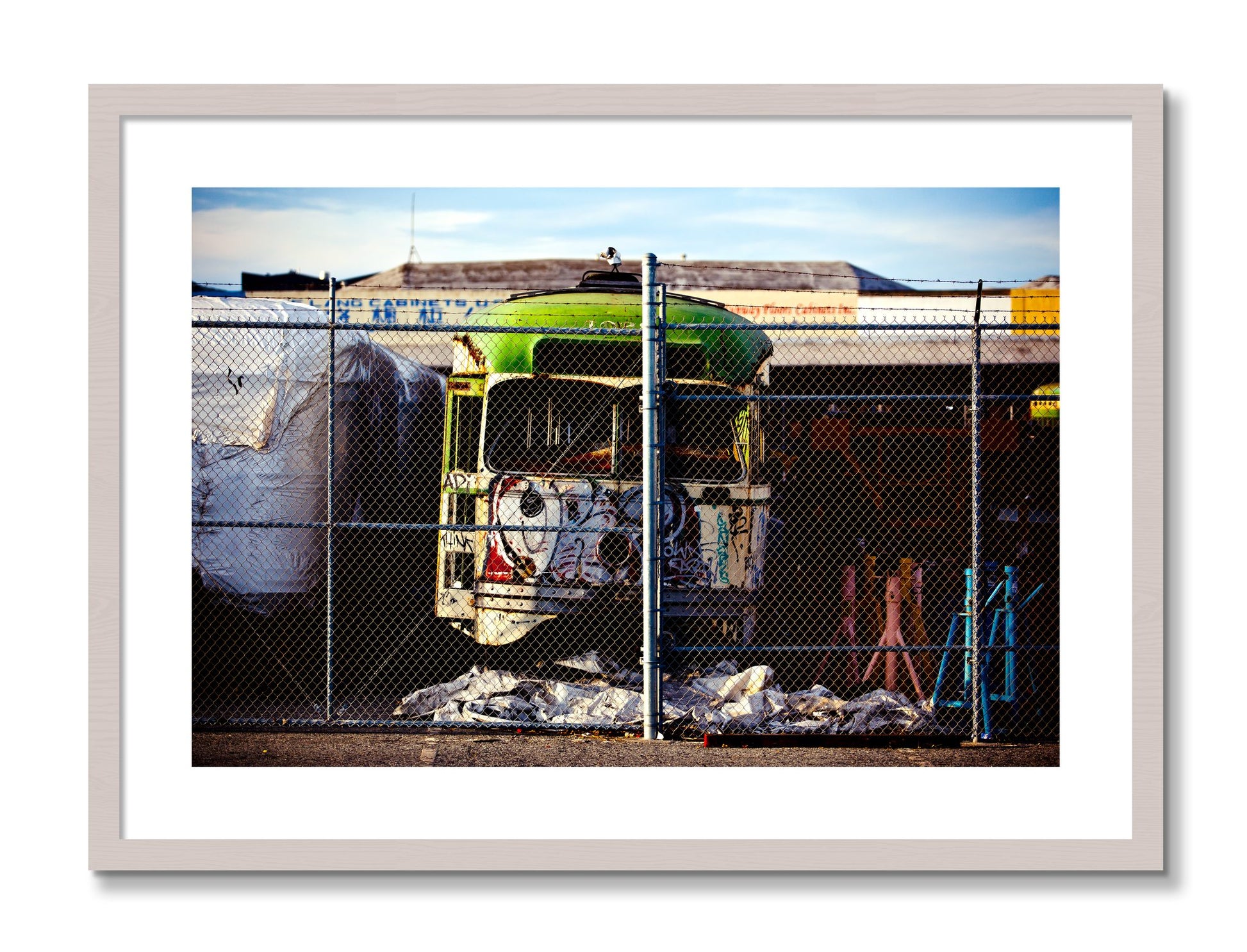 Framed photograph of Retired by Dylan Ozanich, White Maple frame, Borders