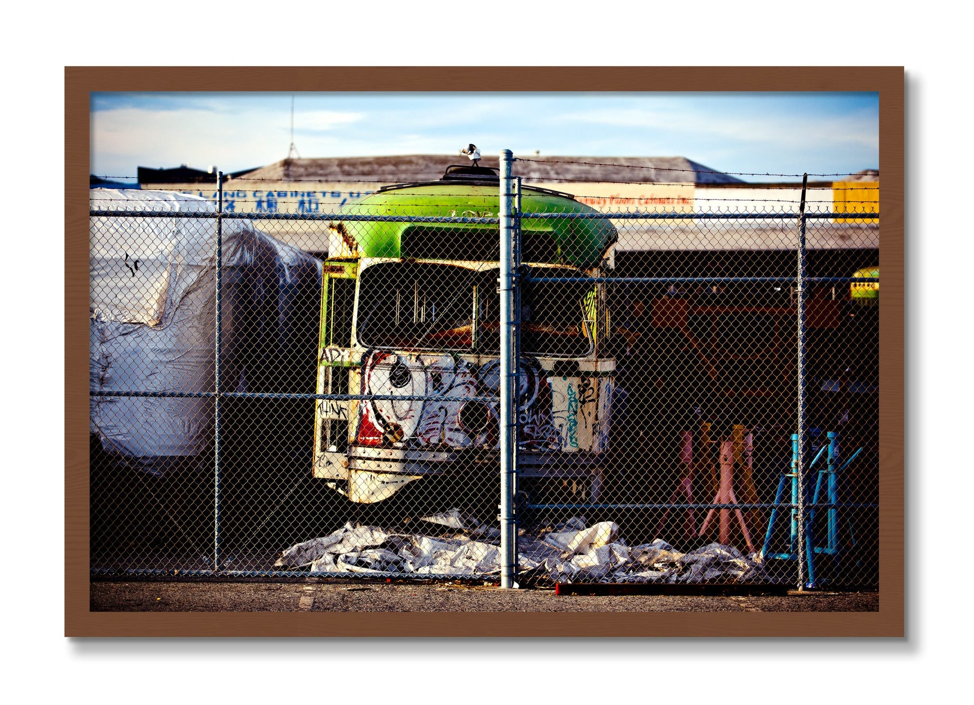 Framed photograph of Retired by Dylan Ozanich, Walnut frame, Full Bleed