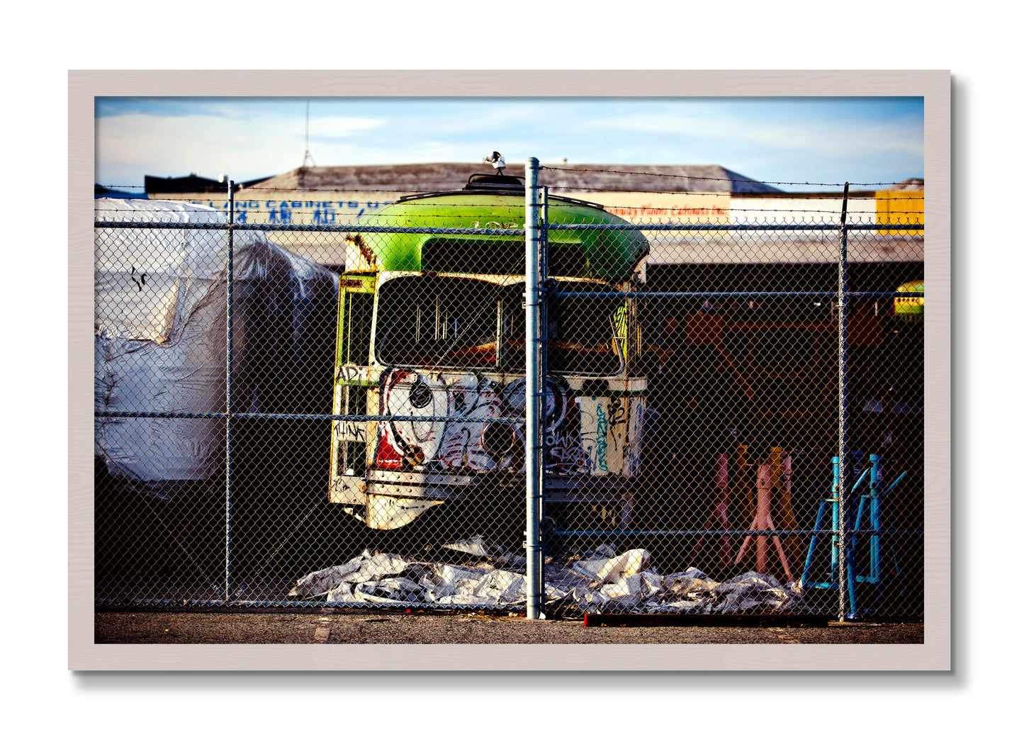 Framed photograph of Retired by Dylan Ozanich, White Maple frame, Full Bleed