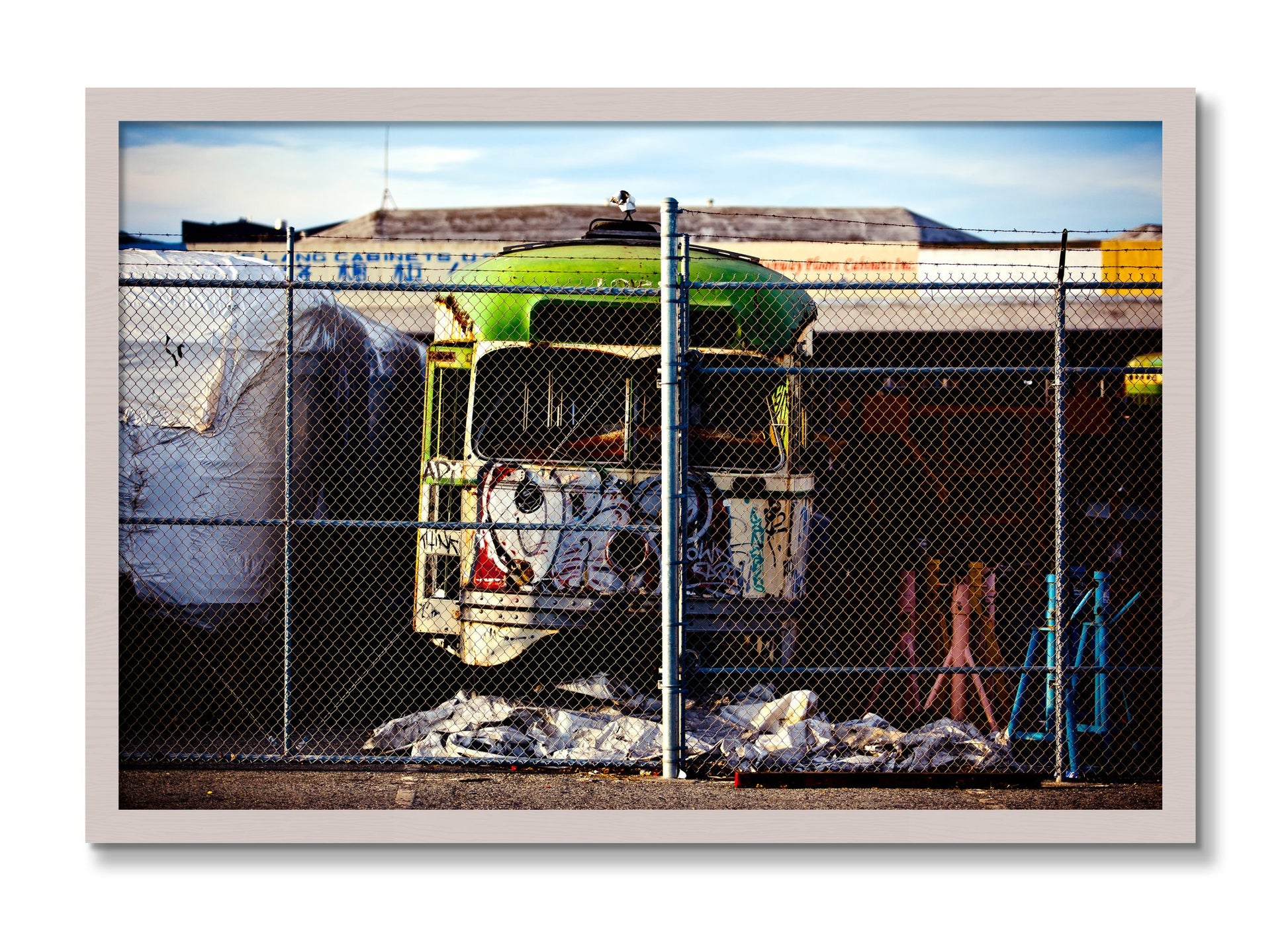 Framed photograph of Retired by Dylan Ozanich, White Maple frame, Full Bleed