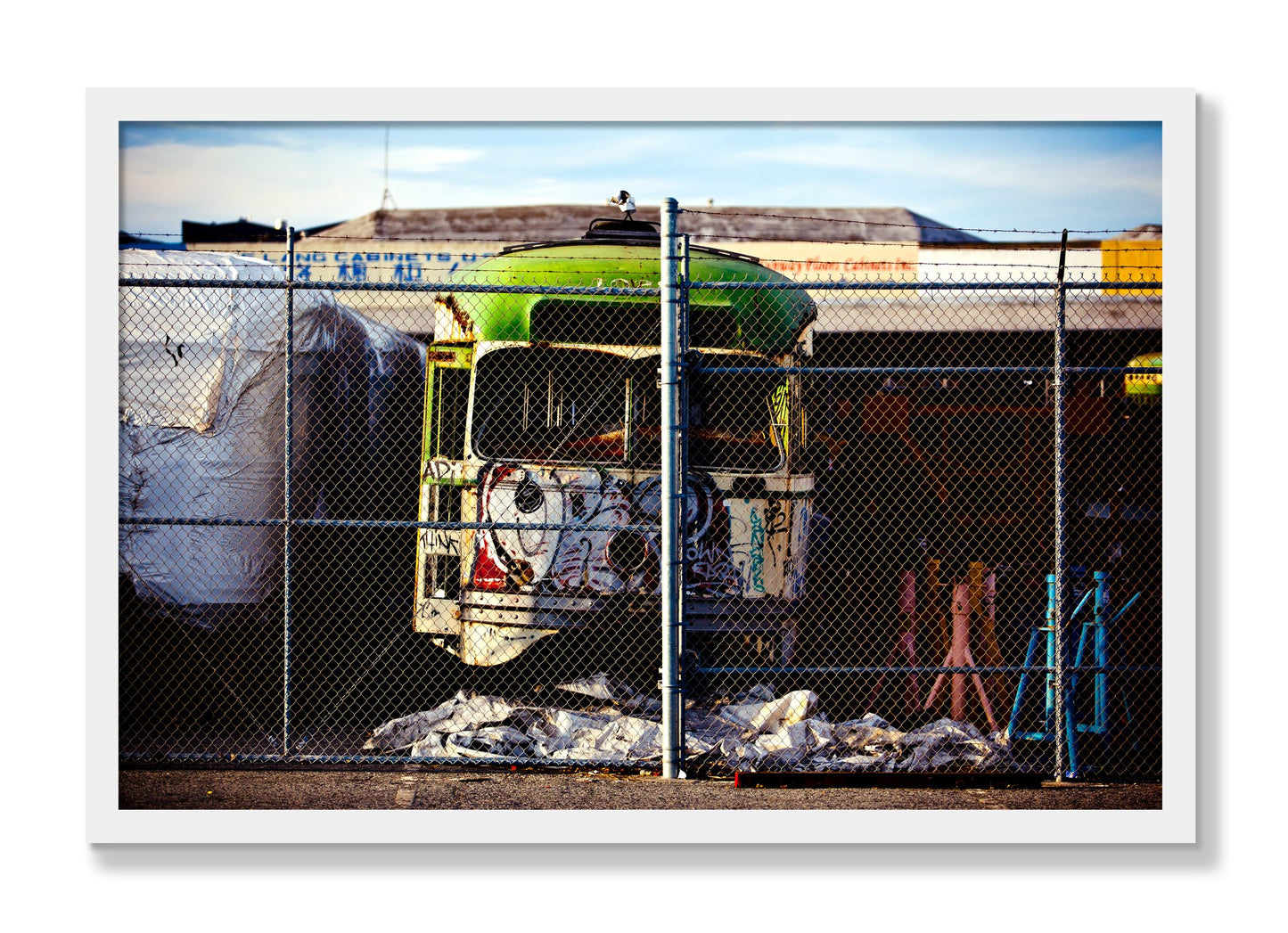 Framed photograph of Retired by Dylan Ozanich, White frame, Full Bleed