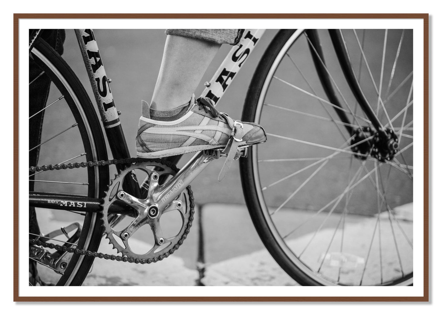 Ride by Dylan Ozanich, 48×72 print with a White Border in a Walnut frame