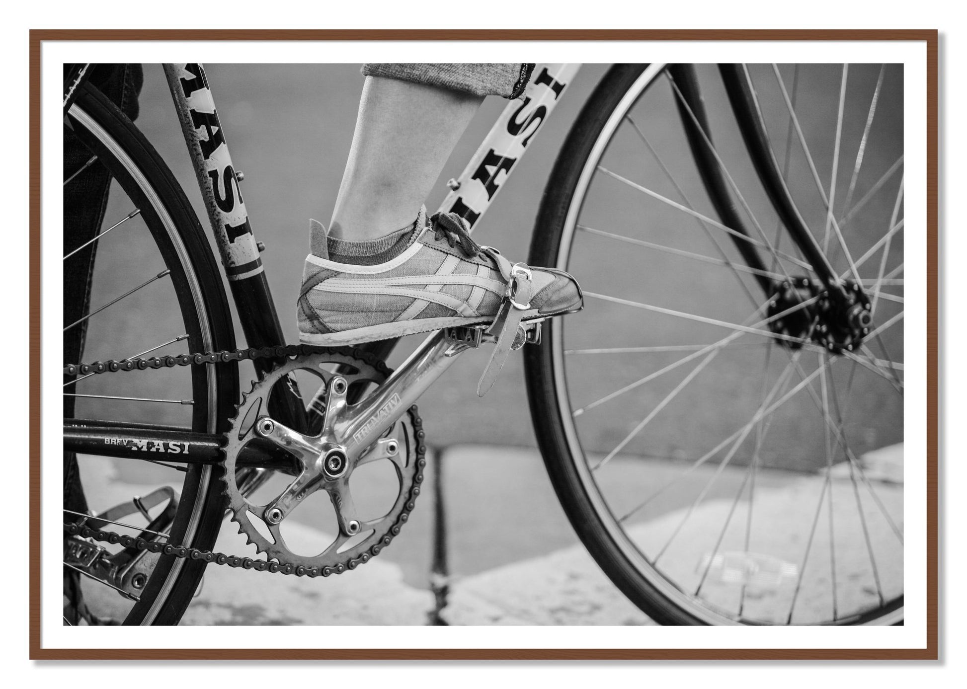 Ride by Dylan Ozanich, 48×72 print with a White Border in a Walnut frame